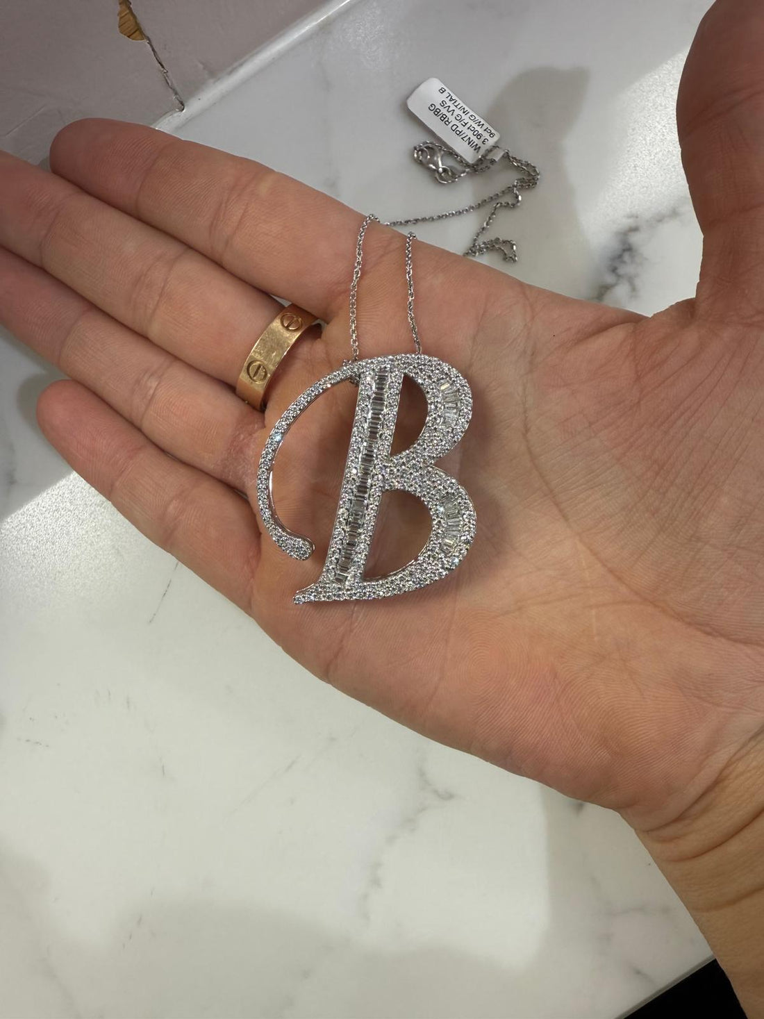 Letter B - white gold