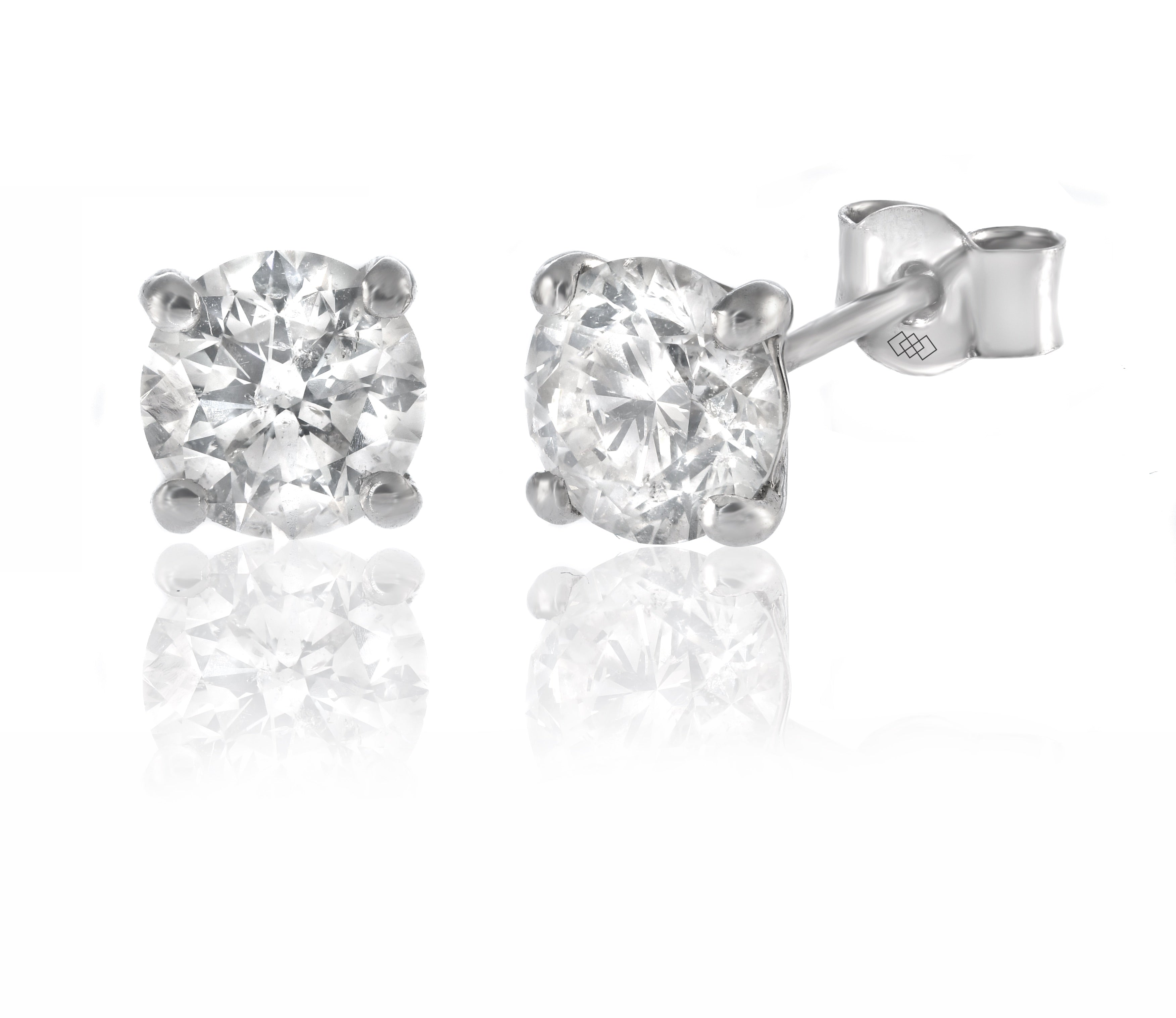 Earrings - Round Brilliant Cut Diamond Stud Earrings