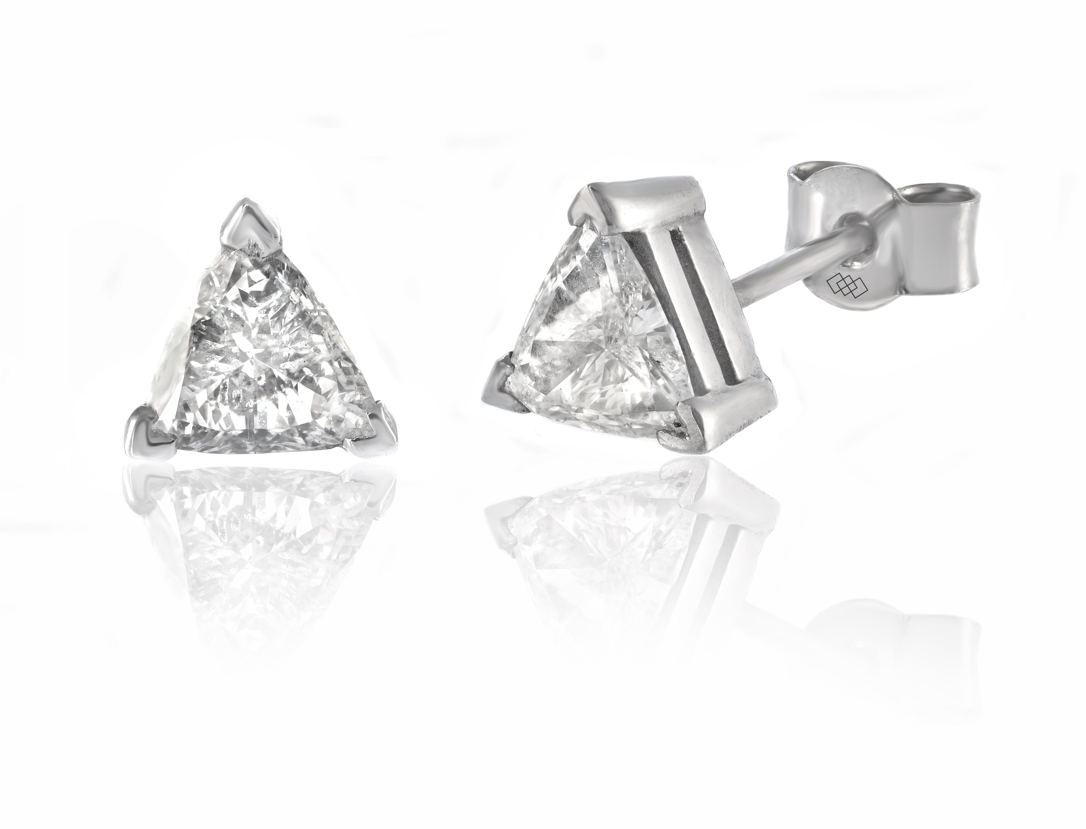 Earrings - Trilliant Cut Diamond Stud Earrings