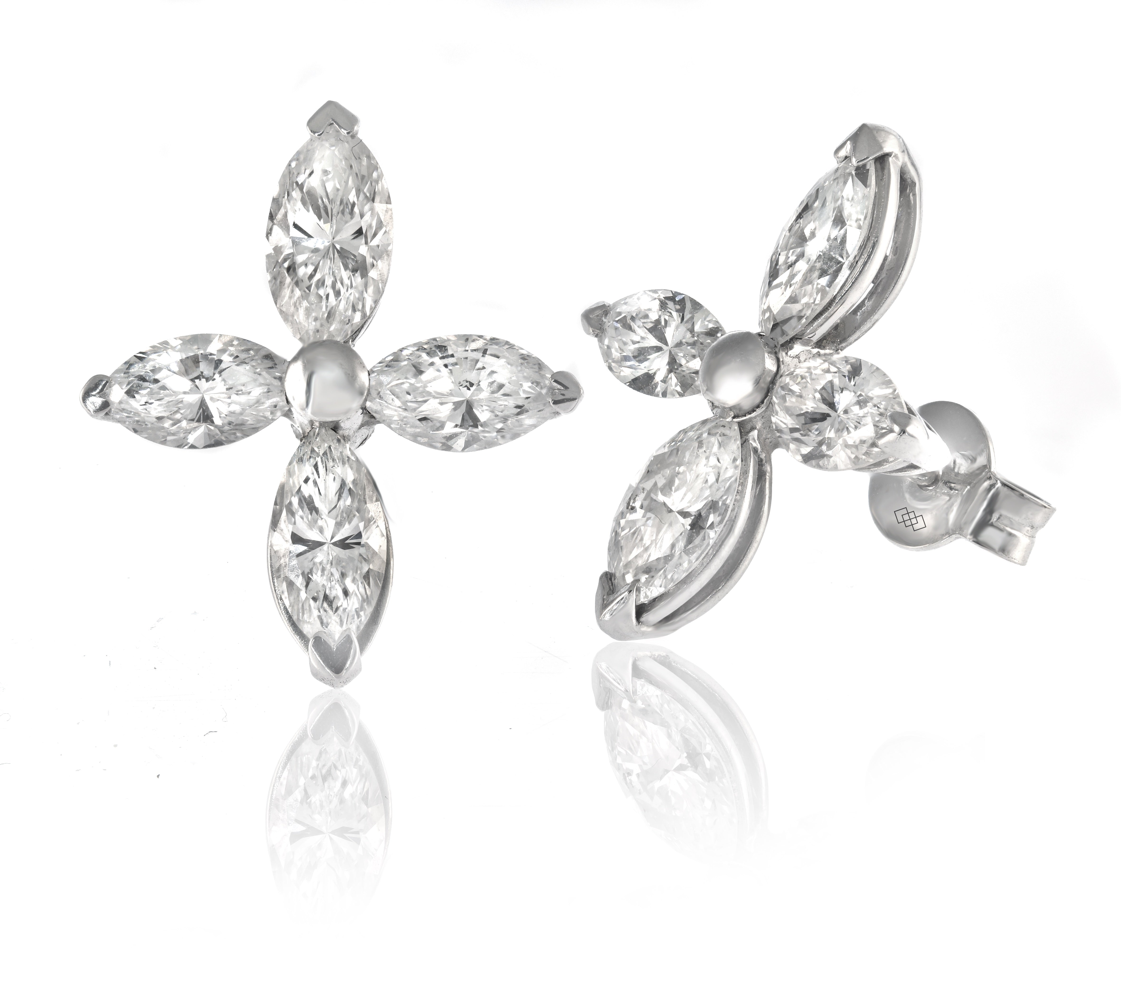 Earrings - Marquise Cut Diamond Stud Earrings