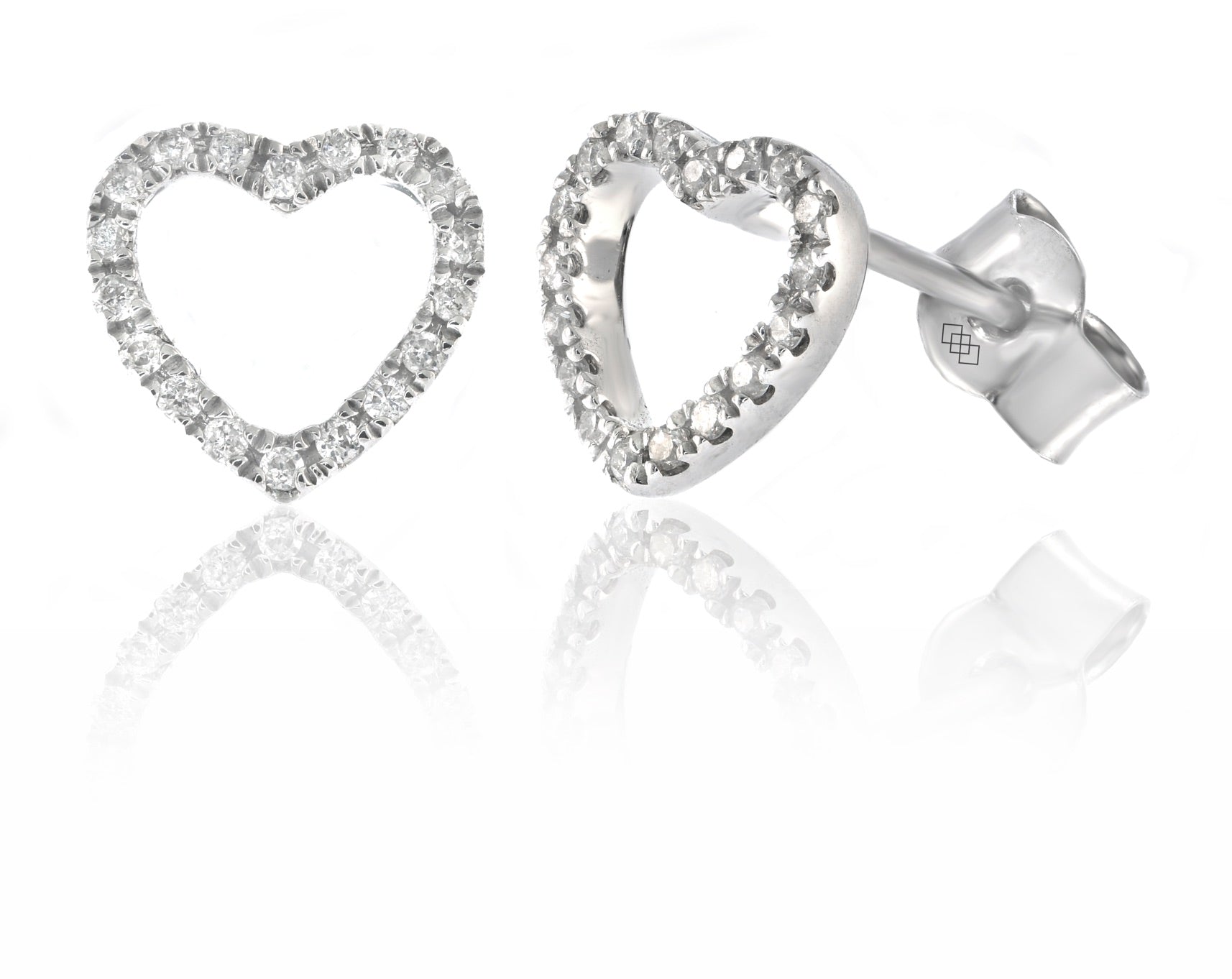 Earrings - Diamond Heart Silhouette Stud Earrings