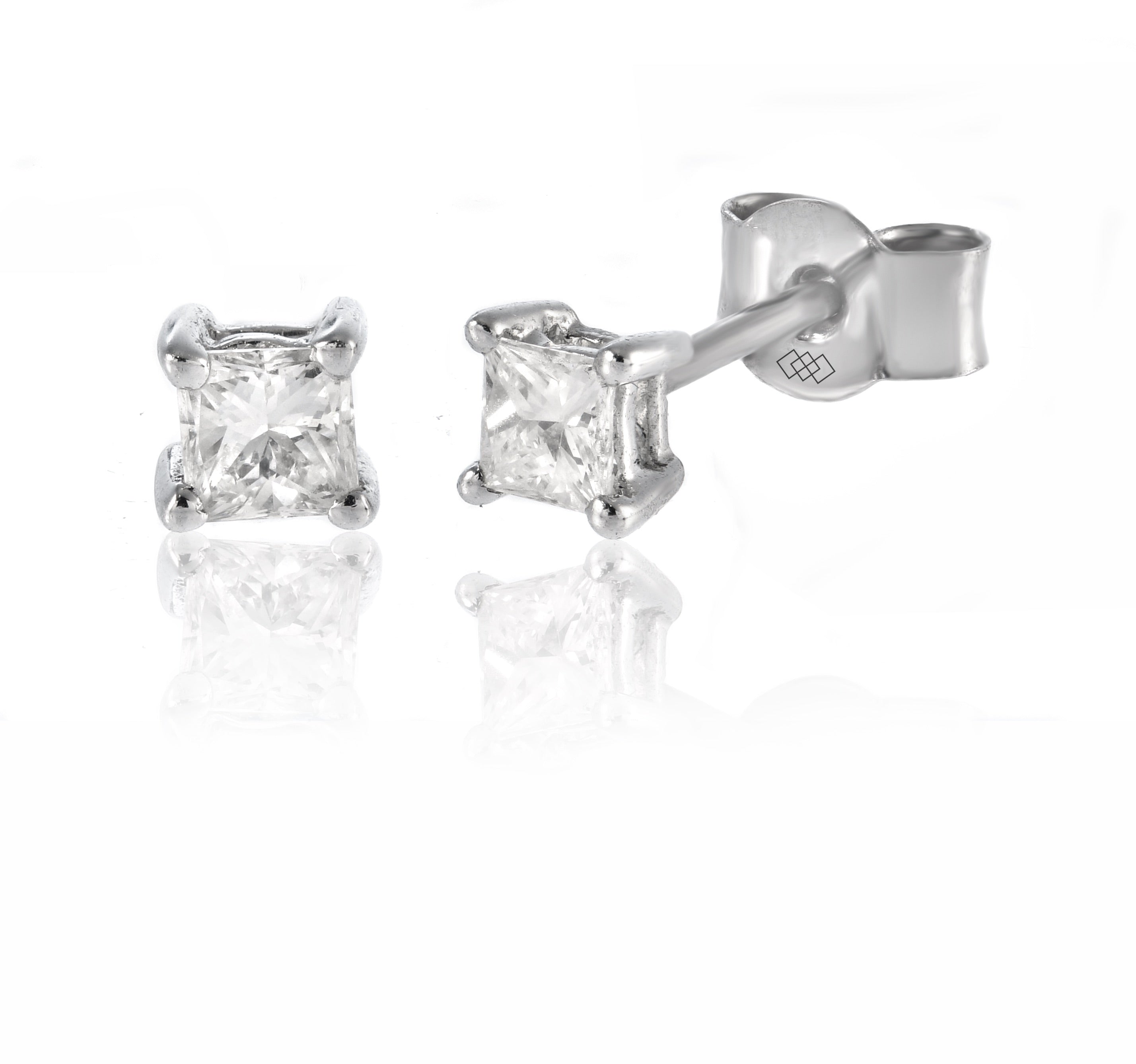 Earrings - Princess Cut Diamond Stud Earrings