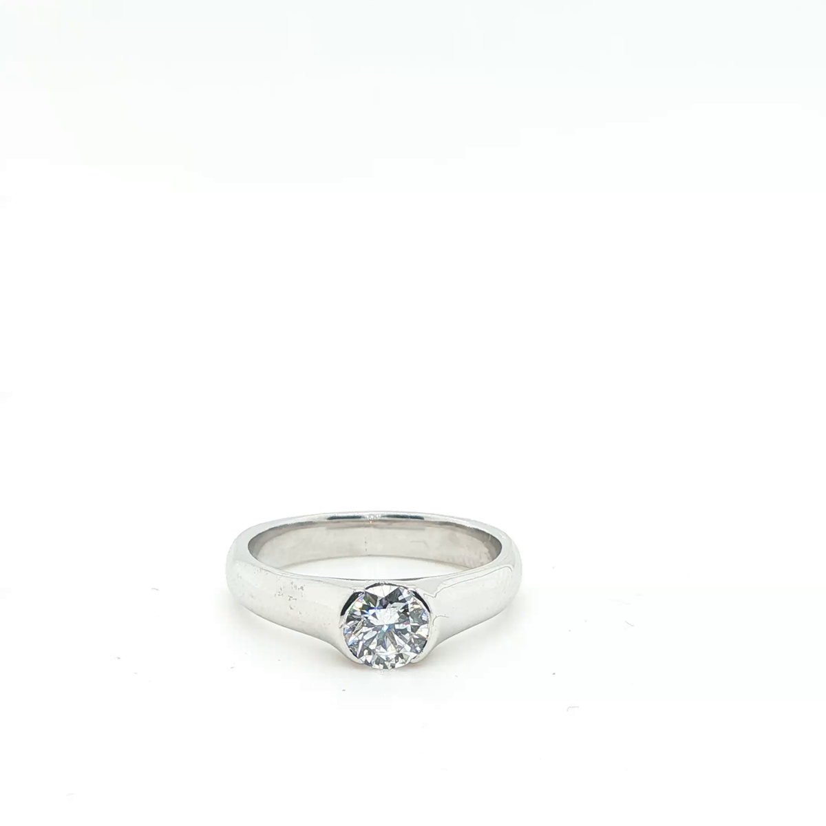 Classic Round Brilliant Diamond Solitaire Ring in Polished White Gold