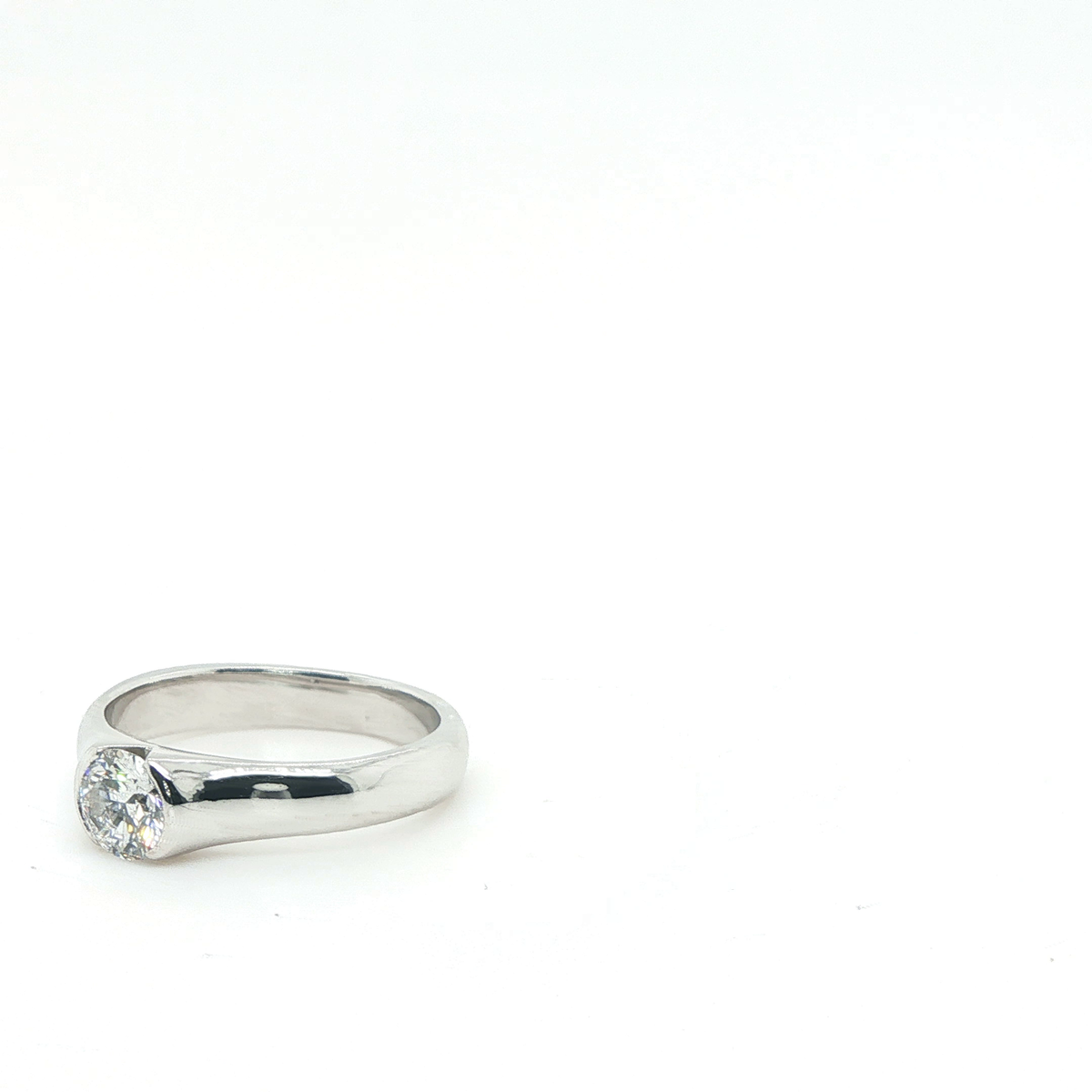 Classic Round Brilliant Diamond Solitaire Ring in Polished White Gold