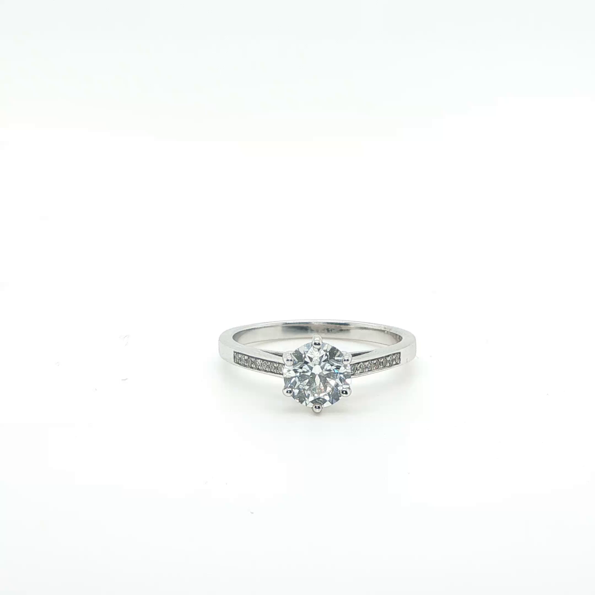 Round Brilliant Cut Diamond Solitaire Engagement Ring in Polished White Gold
