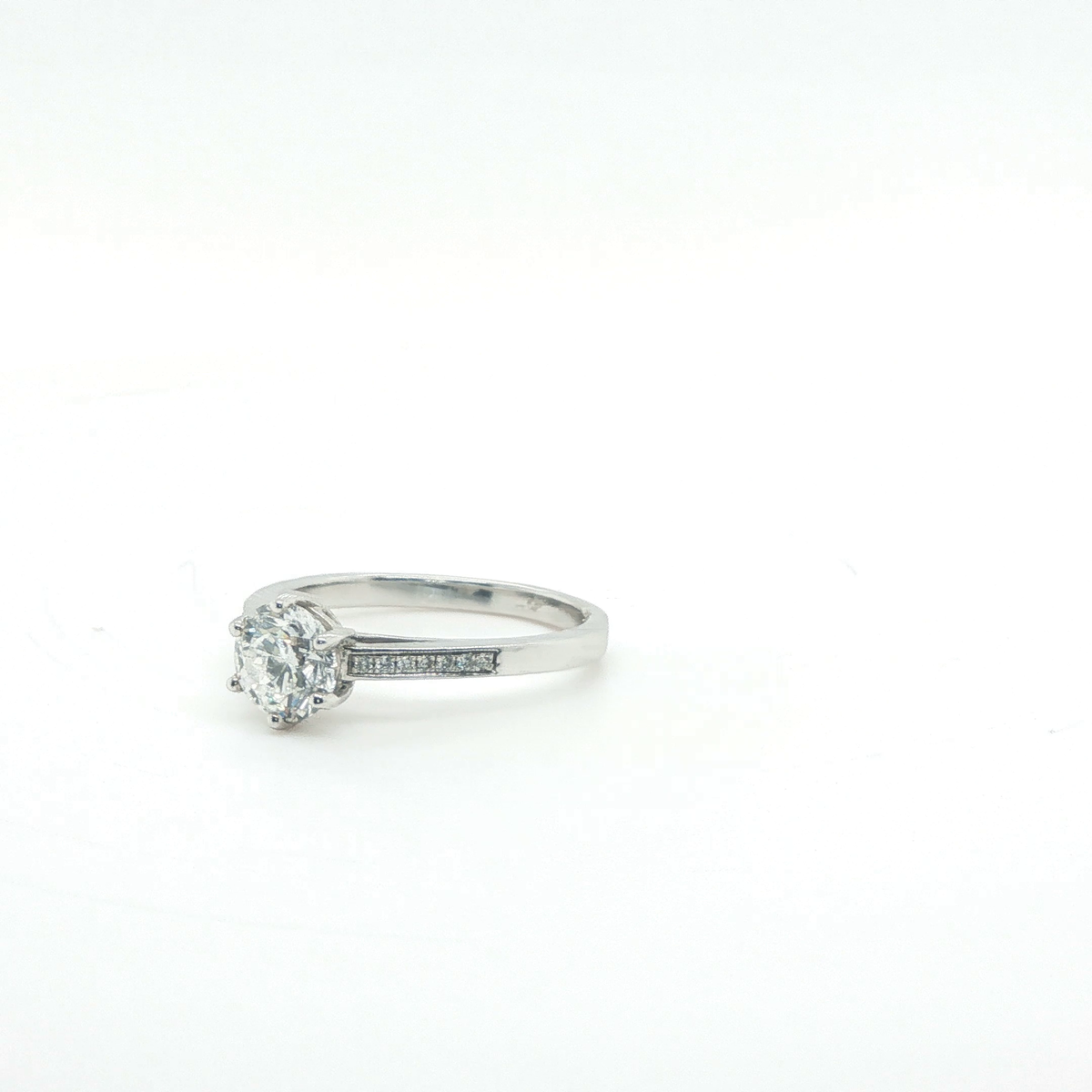 Round Brilliant Cut Diamond Solitaire Engagement Ring in Polished White Gold