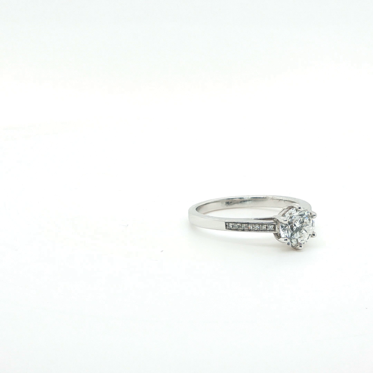 Round Brilliant Cut Diamond Solitaire Engagement Ring in Polished White Gold