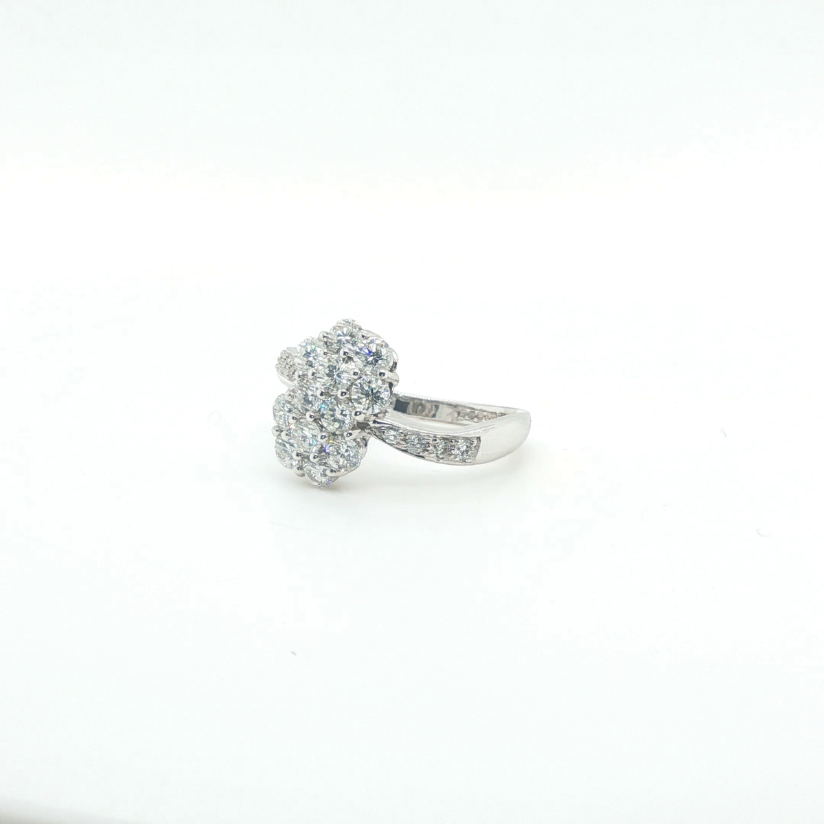 Round Brilliant Cut Diamond Channel-Set Multi-Stone Ring in White Gold
