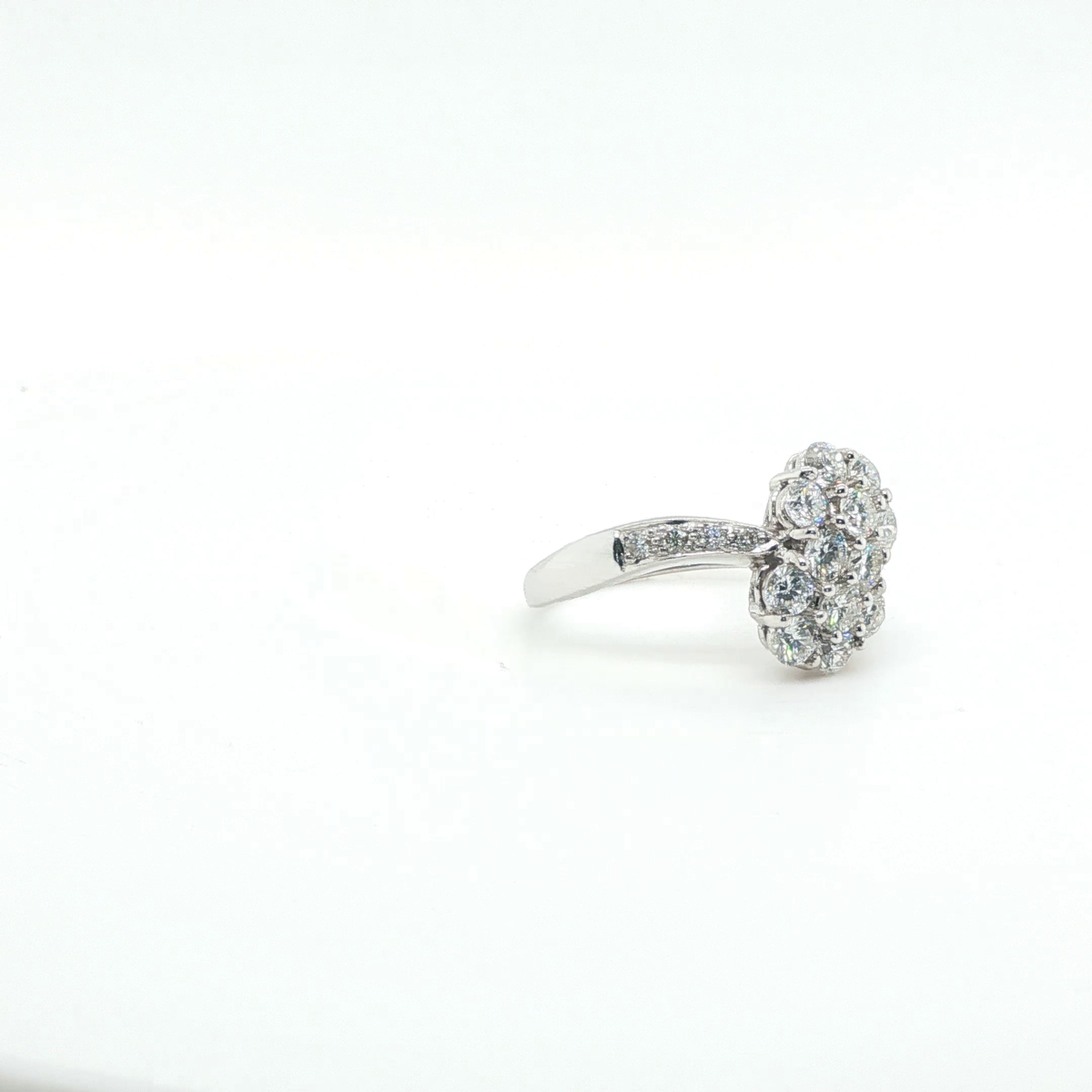 Round Brilliant Cut Diamond Channel-Set Multi-Stone Ring in White Gold