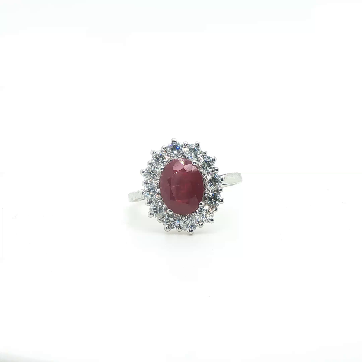Oval Deep Red Ruby White Gold Cocktail Ring