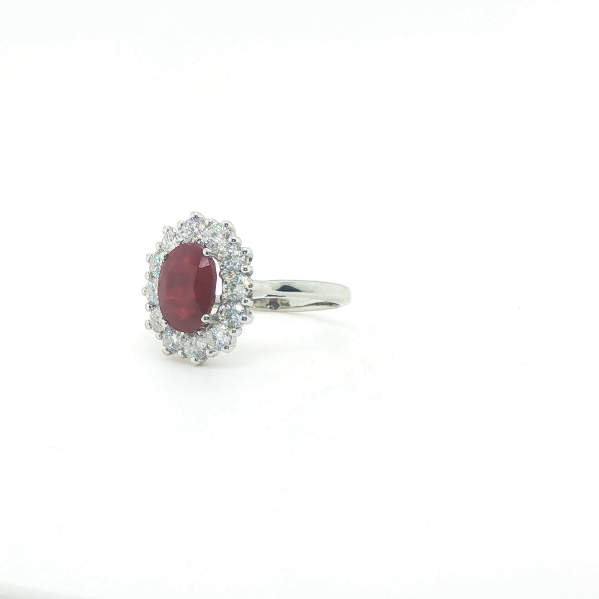 Oval Deep Red Ruby White Gold Cocktail Ring