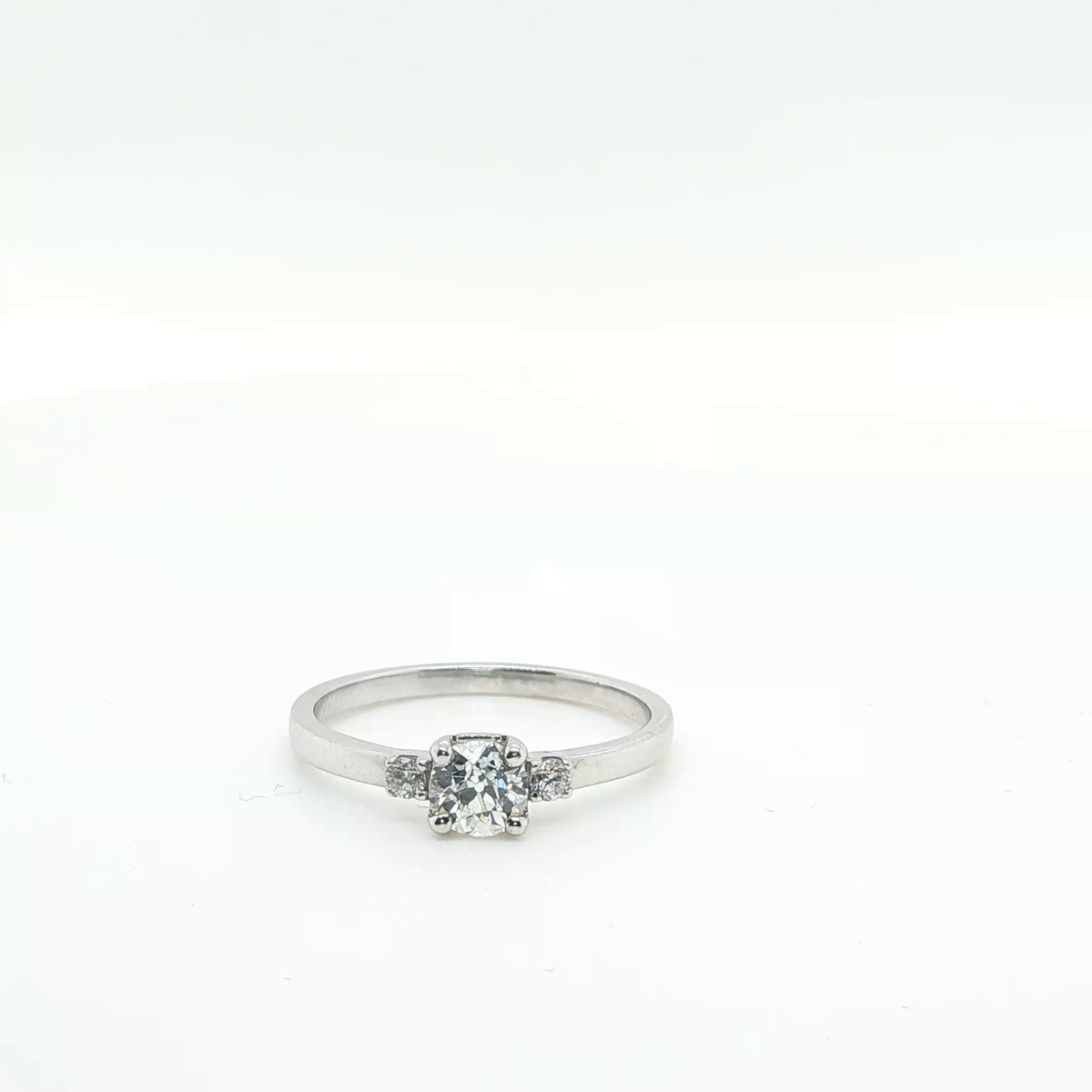 Cushion Cut Brilliant Diamond Solitaire Engagement Ring in Polished White Gold