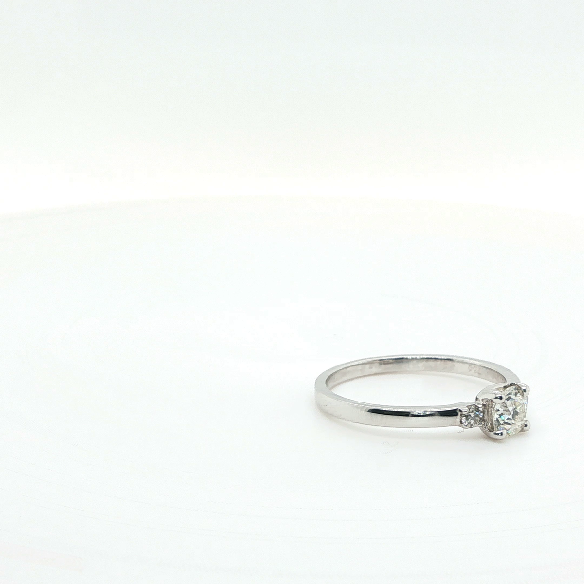 Cushion Cut Brilliant Diamond Solitaire Engagement Ring in Polished White Gold
