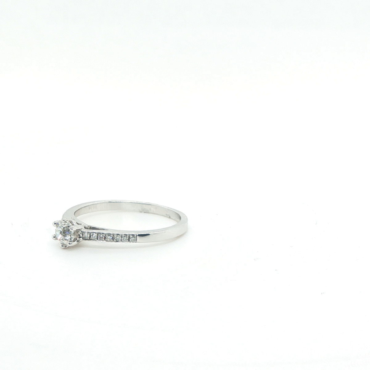 Classic Round Brilliant Cut Diamond Solitaire Engagement Ring in 18k White Gold