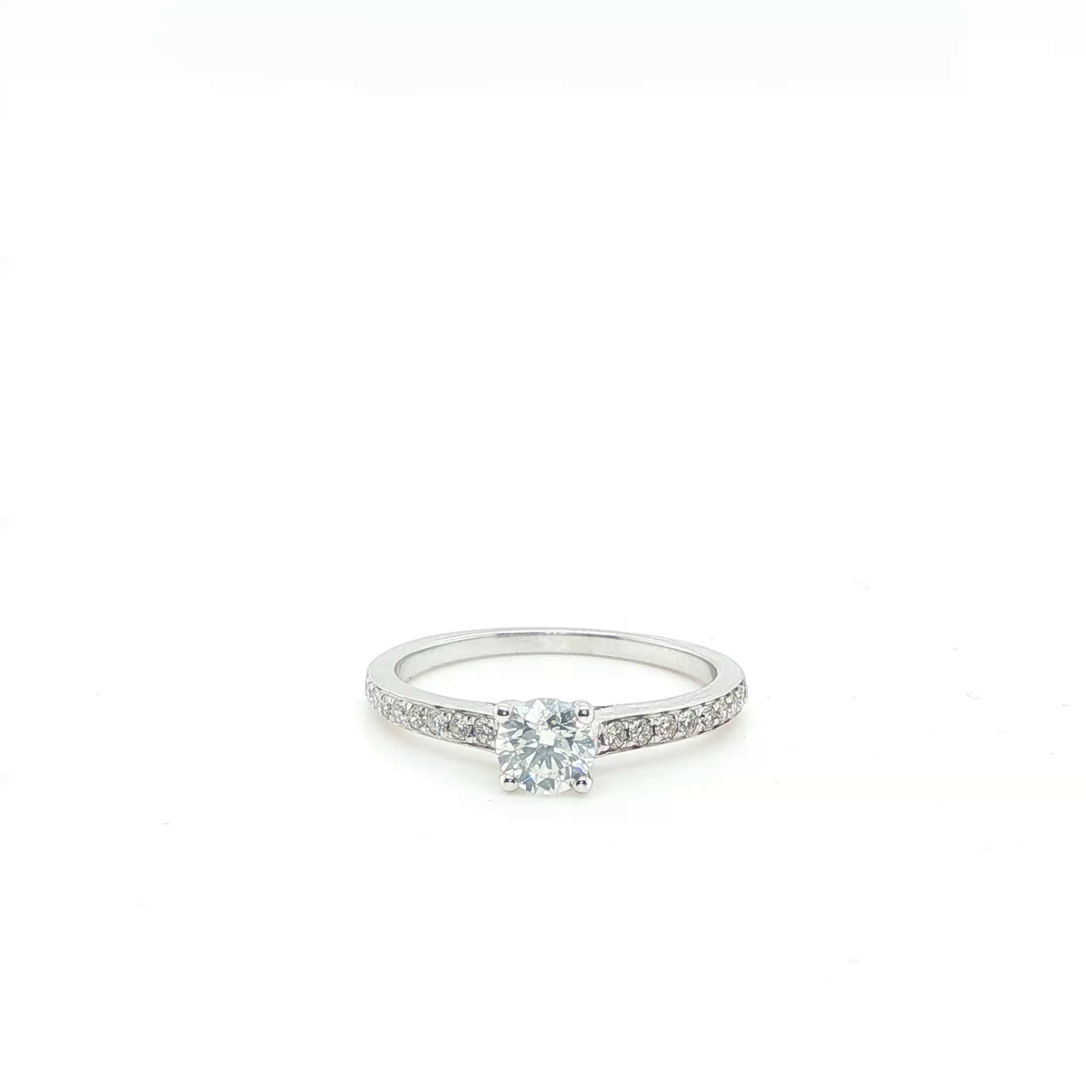 Classic Round Brilliant Cut Diamond Engagement Ring in Polished White Gold