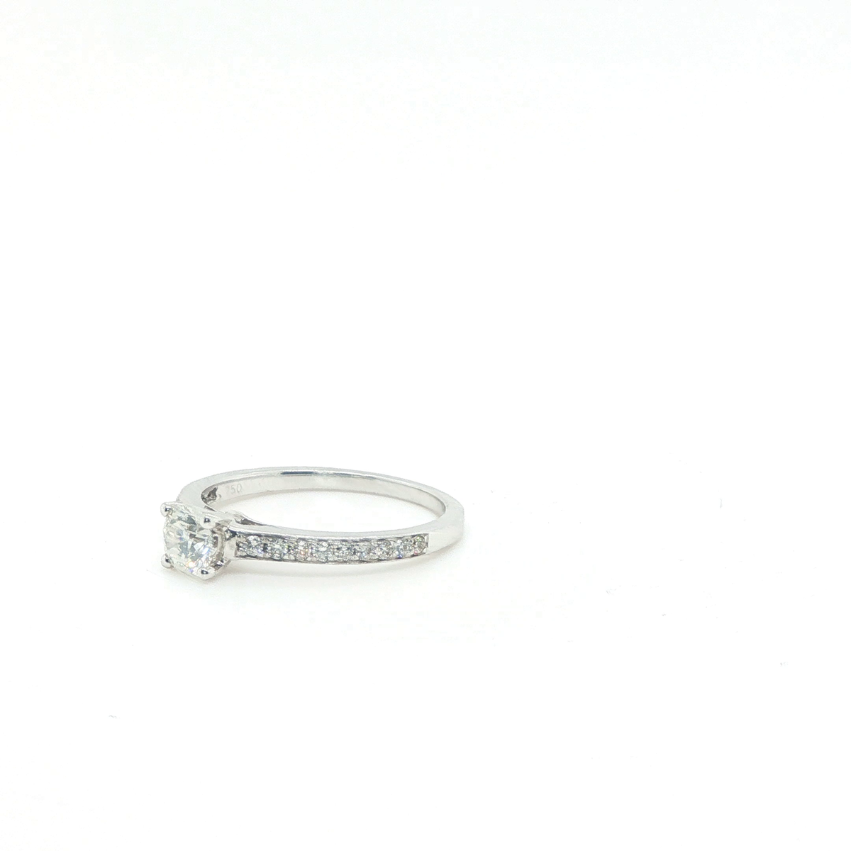 Classic Round Brilliant Cut Diamond Engagement Ring in Polished White Gold