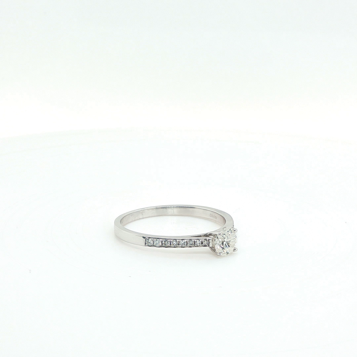 Round Brilliant Cut Diamond Solitaire Engagement Ring in 14K White Gold