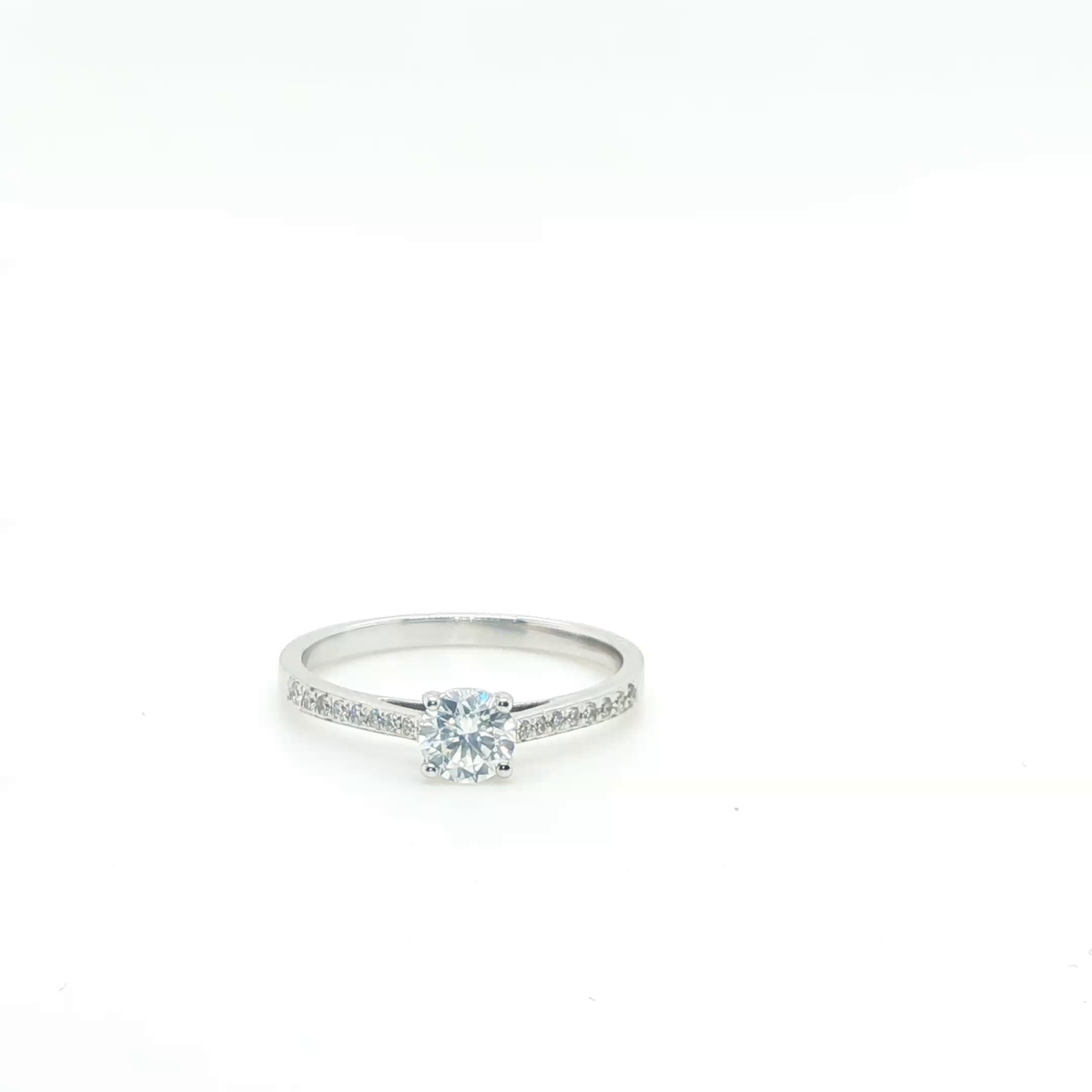 Round Brilliant Cut Diamond Solitaire Engagement Ring in Polished White Gold