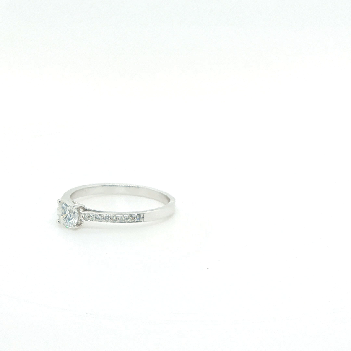 Round Brilliant Cut Diamond Solitaire Engagement Ring in Polished White Gold