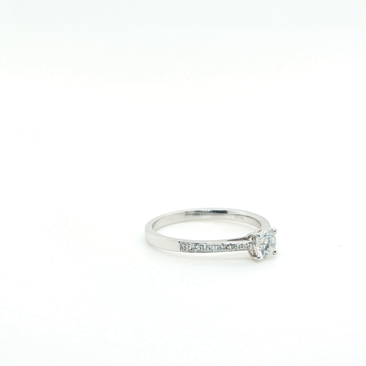 Round Brilliant Cut Diamond Solitaire Engagement Ring in Polished White Gold