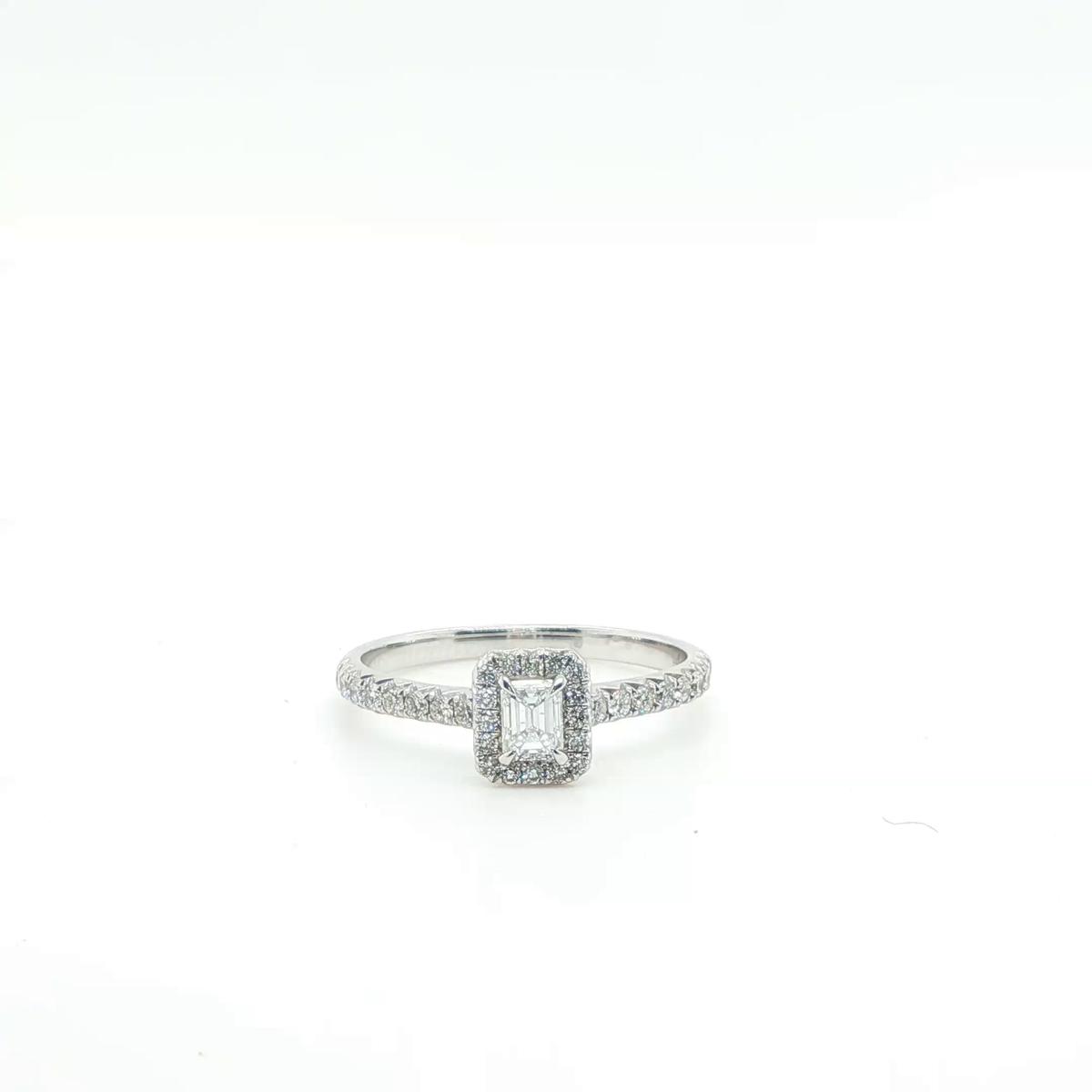 Emerald Cut Diamond White Gold Solitaire Engagement Ring