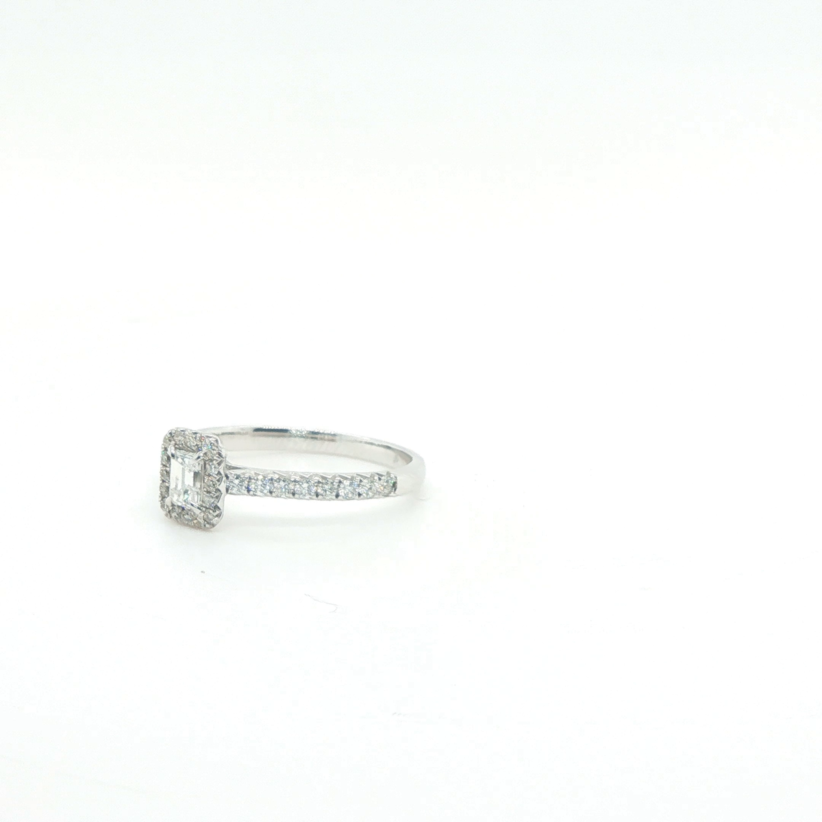 Emerald Cut Diamond White Gold Solitaire Engagement Ring
