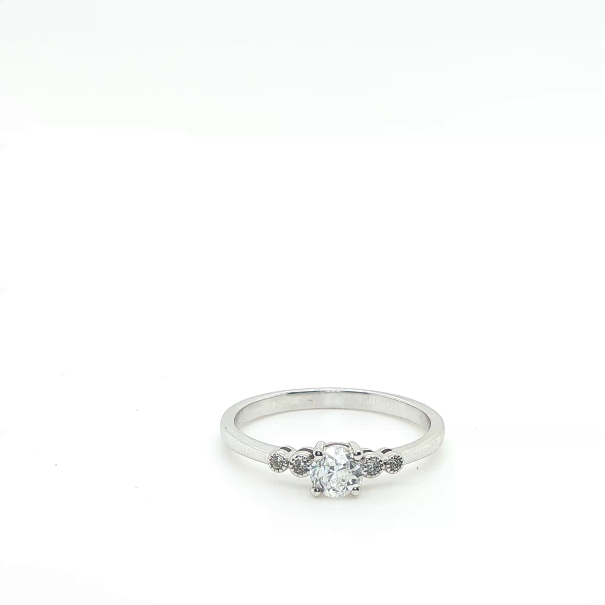 Round Brilliant Cut Diamond Multistone Ring in Polished White Gold