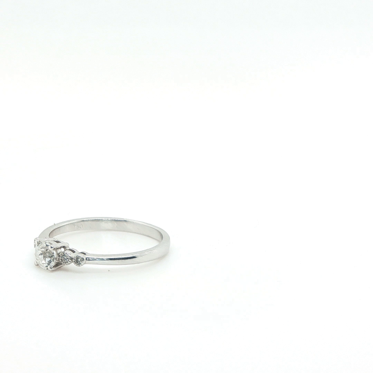 Round Brilliant Cut Diamond Multistone Ring in Polished White Gold