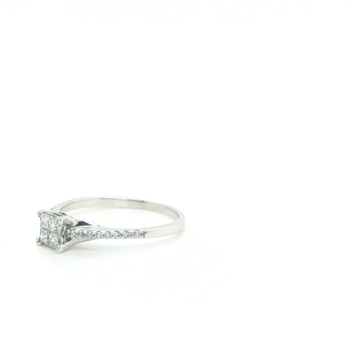 Princess Cut Brilliant Diamond Engagement Ring in White Gold