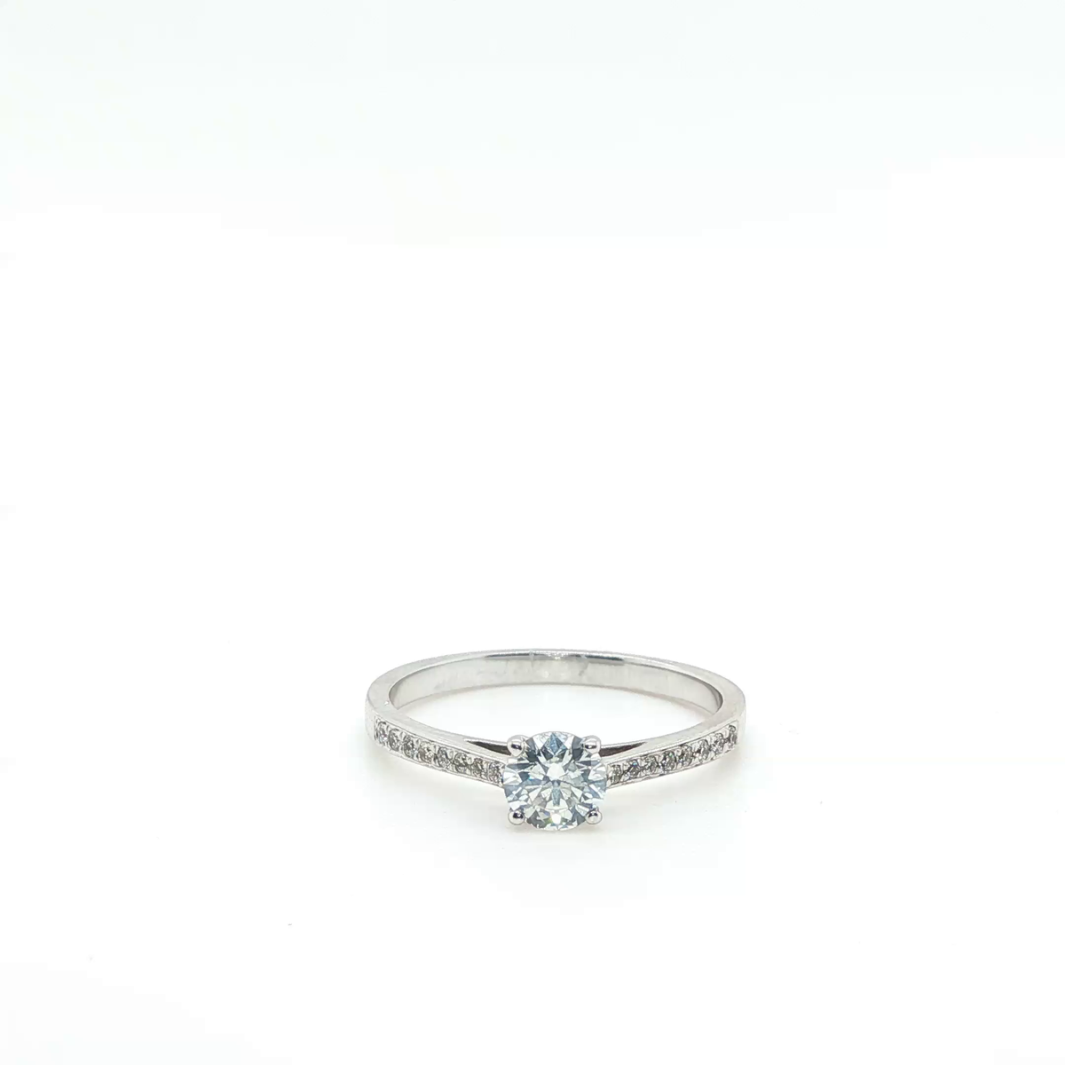Classic Round Brilliant Diamond Solitaire Engagement Ring in Polished White Gold