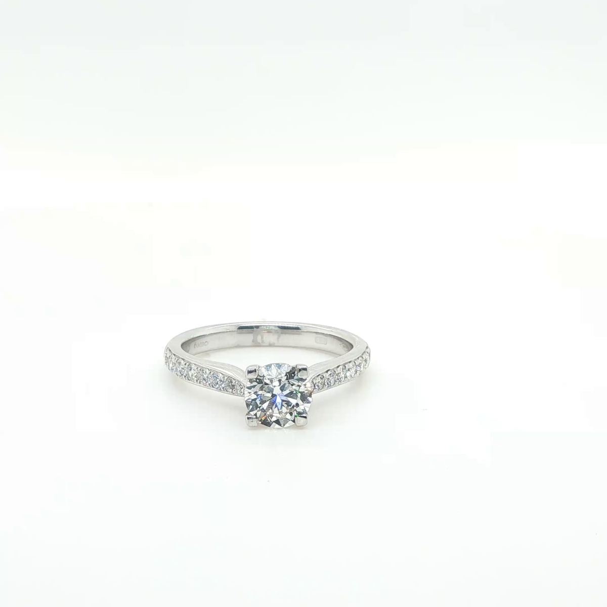 Classic Round Brilliant Cut Diamond Solitaire Engagement Ring in White Gold