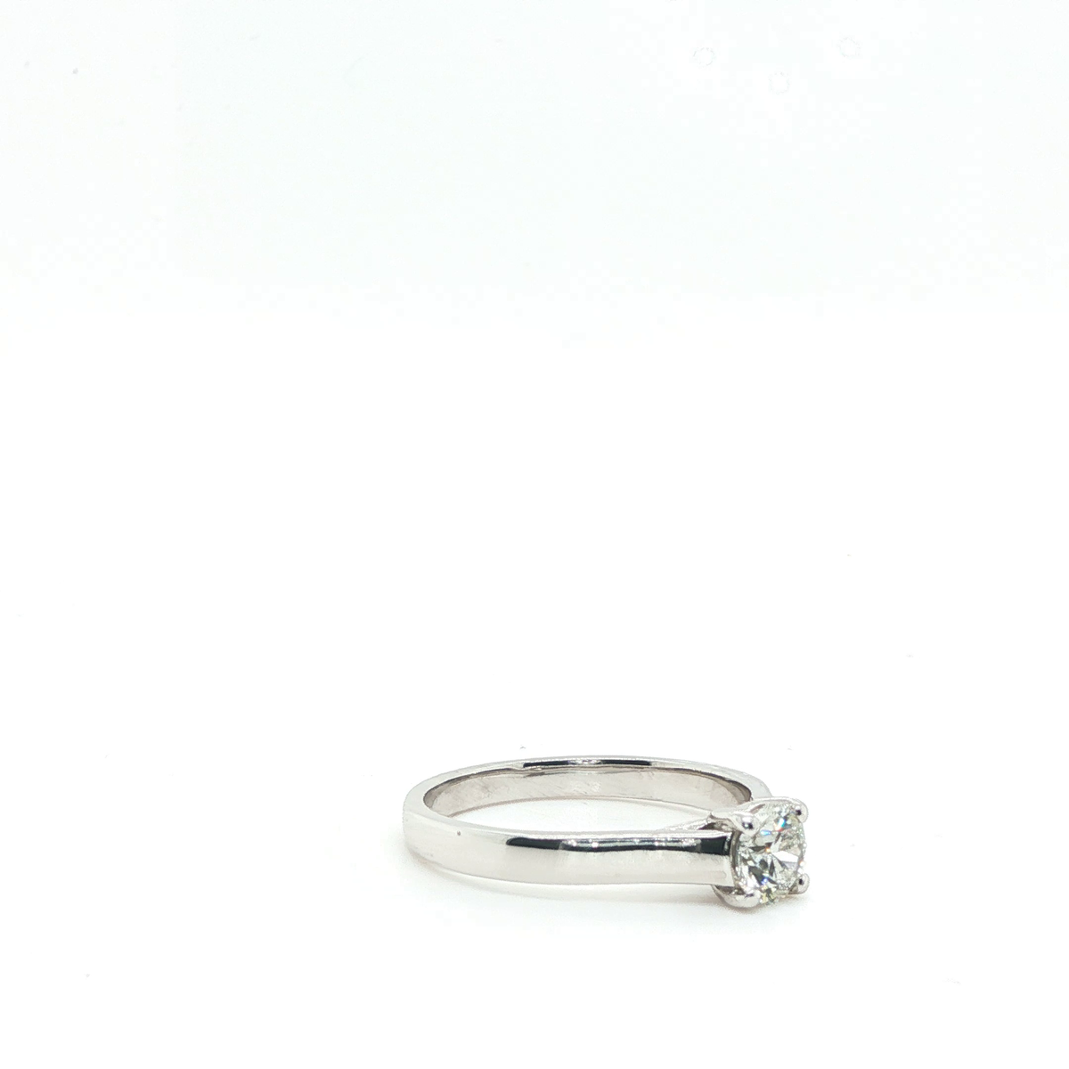 Classic Round Brilliant Diamond Solitaire Ring in 14k White Gold