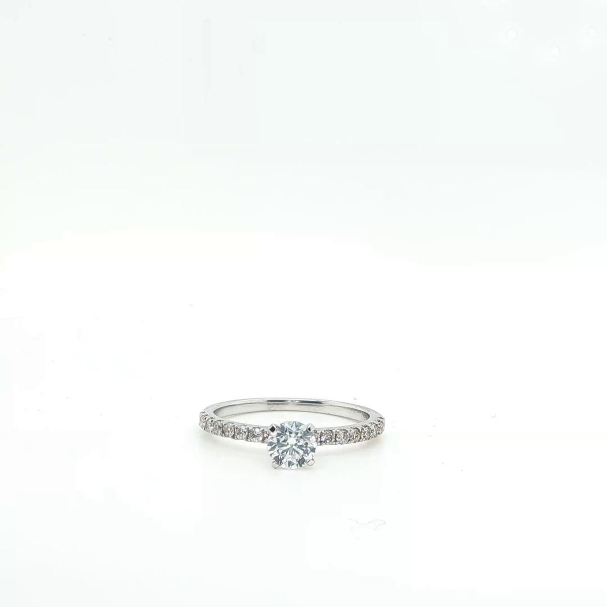 Classic Round Brilliant Cut Diamond Engagement Ring in Polished White Gold