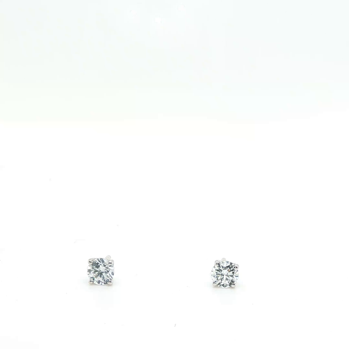 Classic Round Brilliant-Cut Diamond Stud Earrings in White Gold