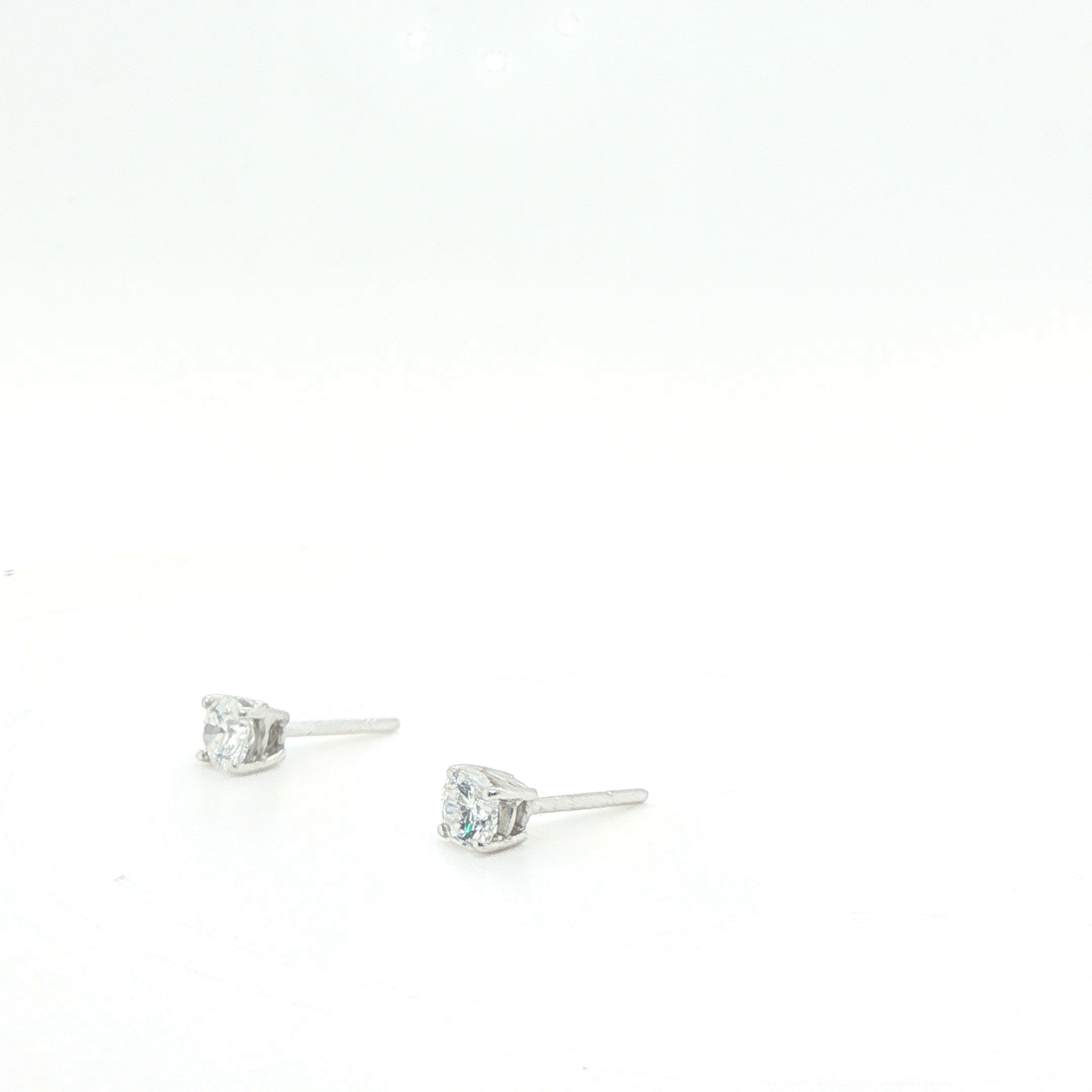 Classic Round Brilliant-Cut Diamond Stud Earrings in White Gold