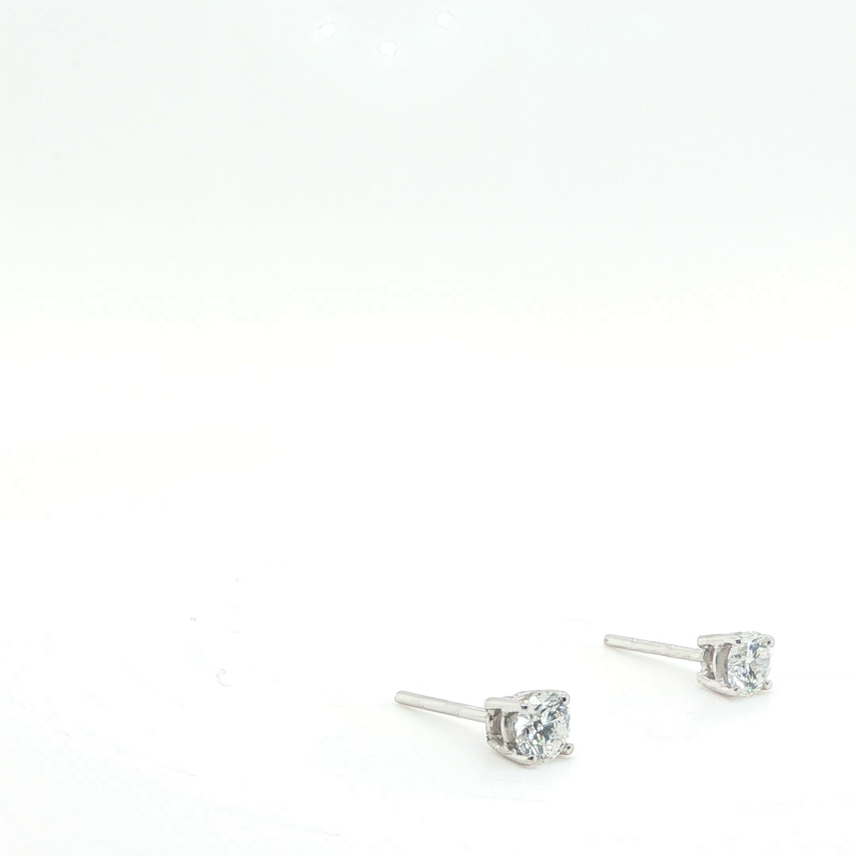 Classic Round Brilliant-Cut Diamond Stud Earrings in White Gold