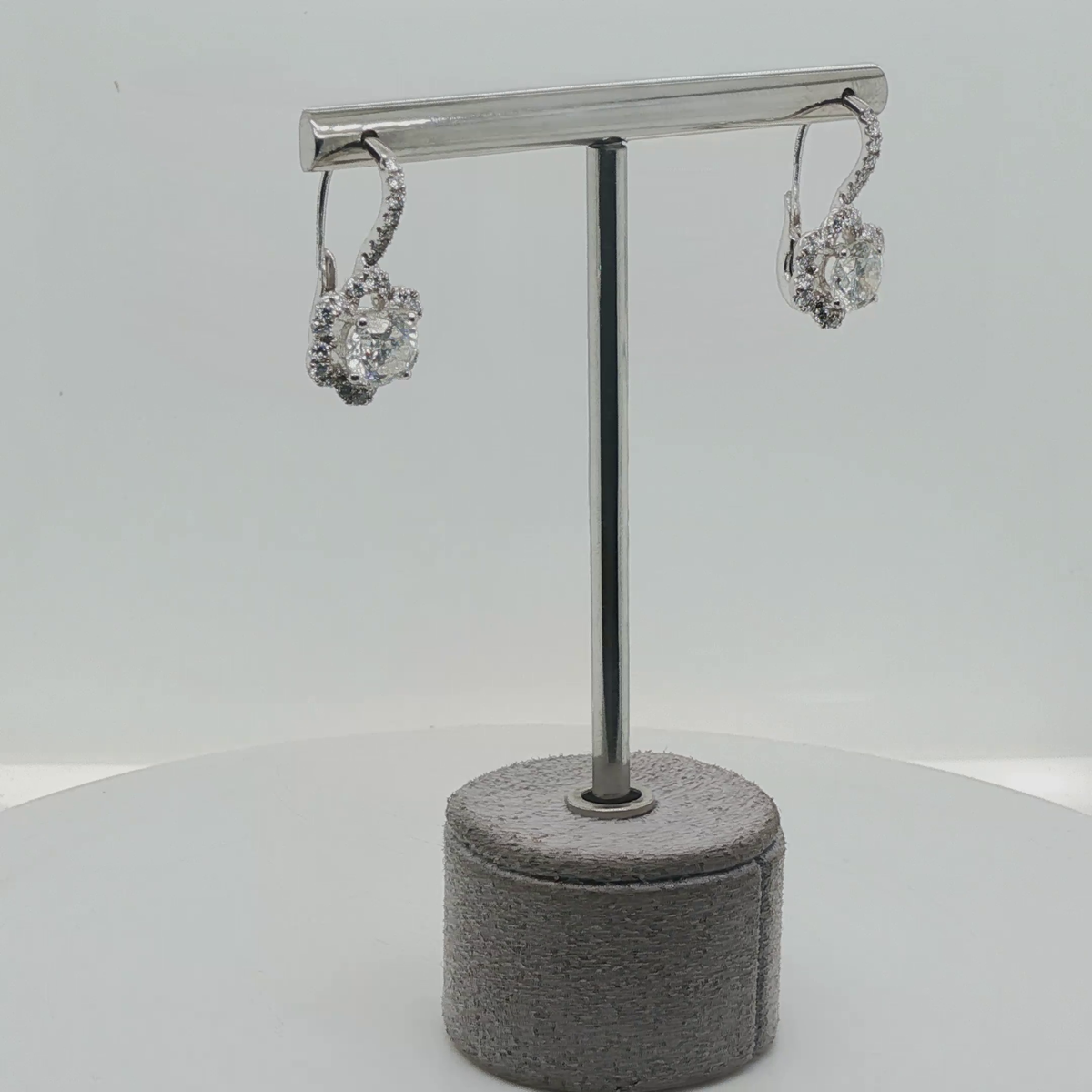 Graduated Round Brilliant Diamond Linear Drop Earrings in White Gold