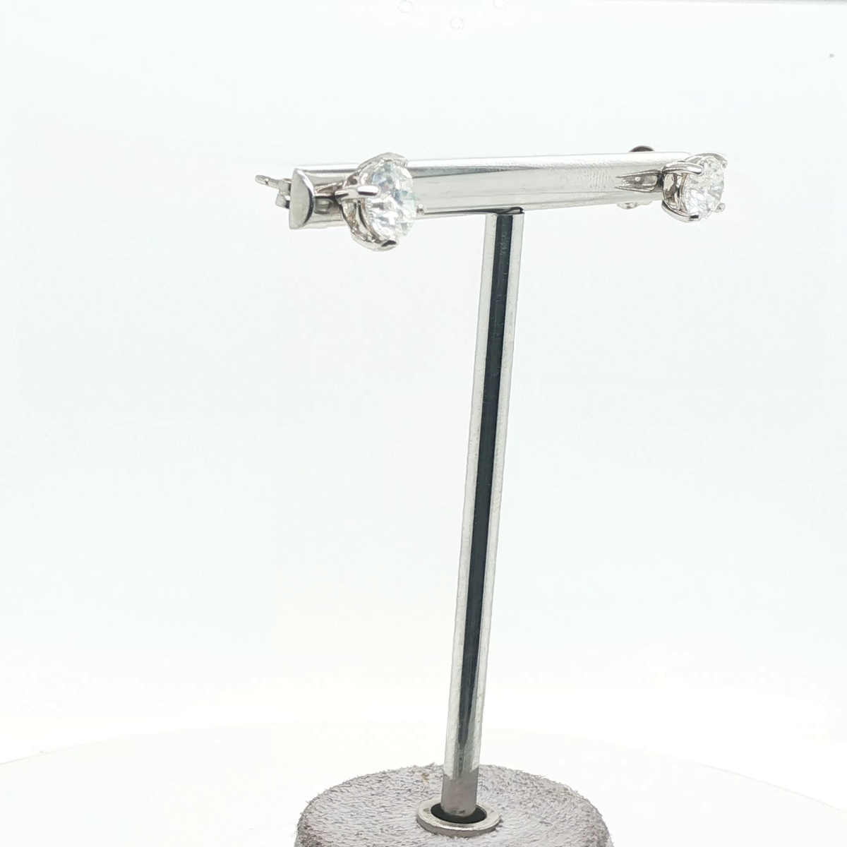 Classic Round Brilliant Cut Diamond Stud Earrings in White Gold