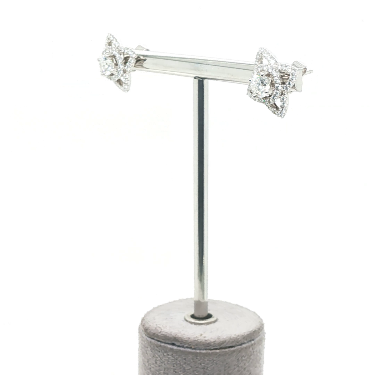 Classic Round Brilliant Cut Diamond Stud Earrings in White Gold
