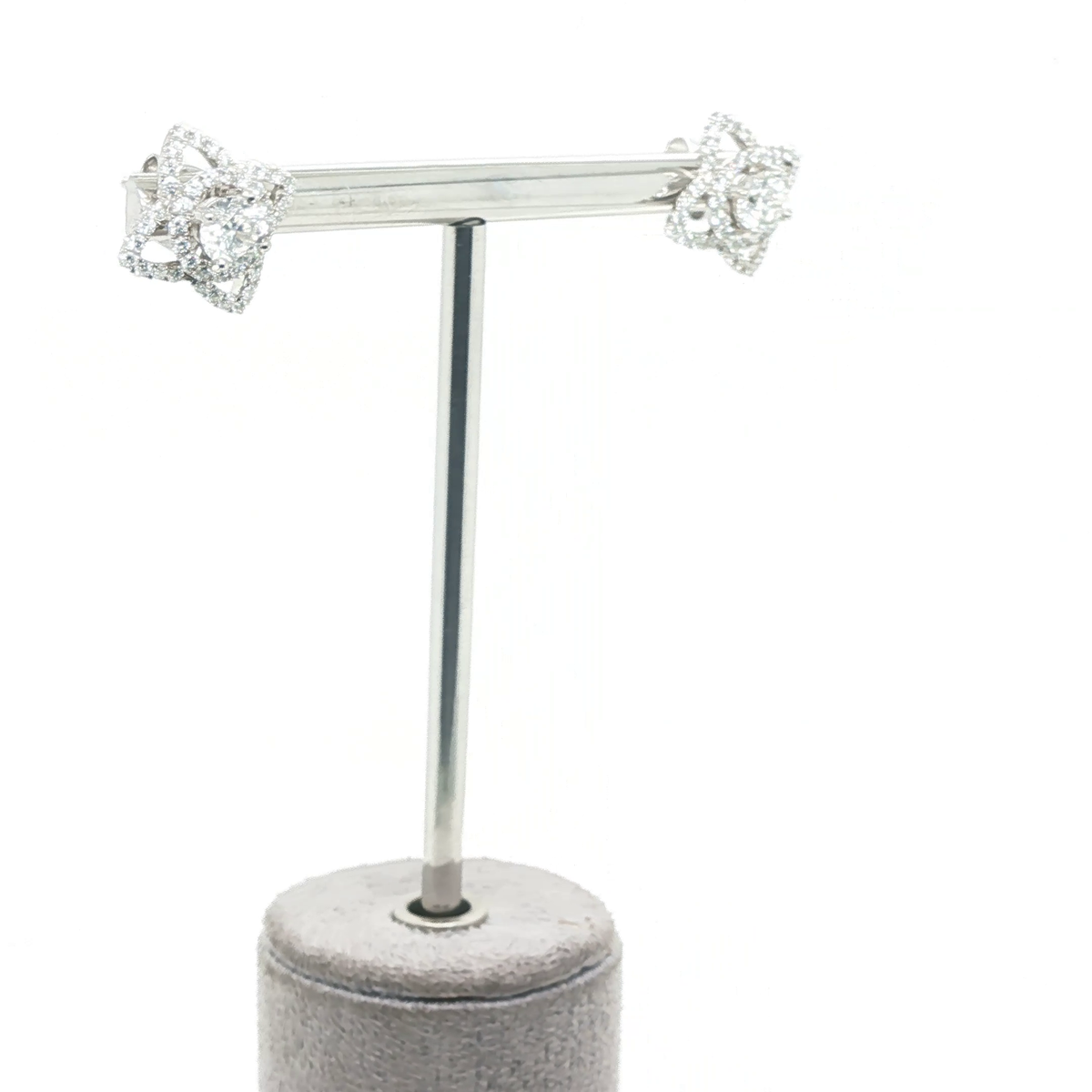 Classic Round Brilliant Cut Diamond Stud Earrings in White Gold