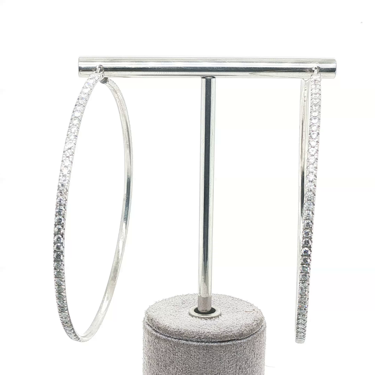Classic Brilliant Cut Round Diamond Platinum Hoop Earrings