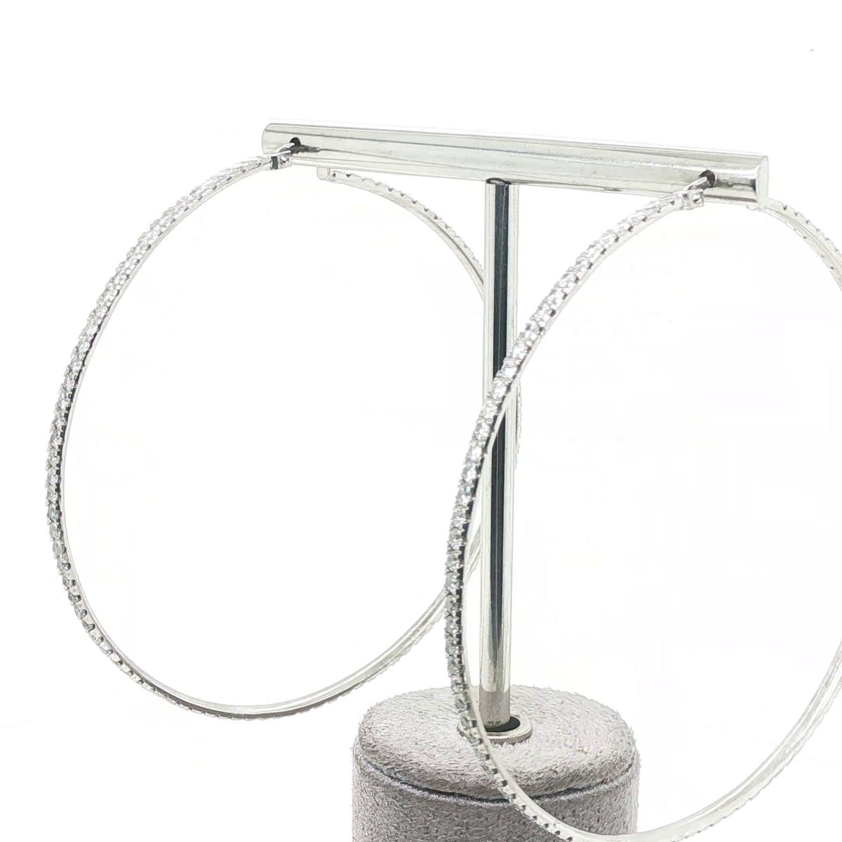 Classic Brilliant Cut Round Diamond Platinum Hoop Earrings