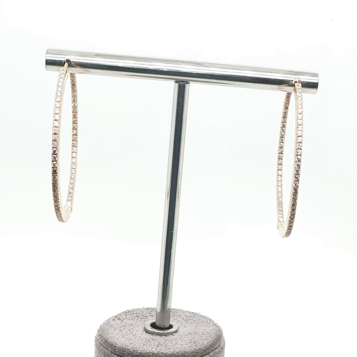 Elegant Rose Gold Channel-Set Round Brilliant Diamond Hoop Earrings