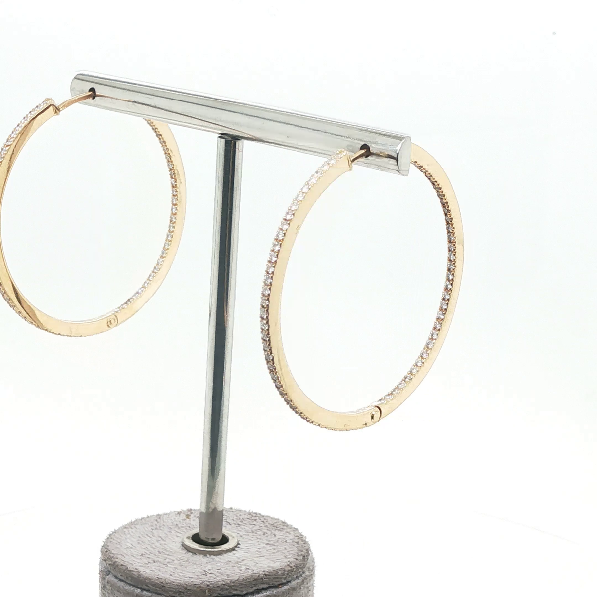 Elegant Rose Gold Channel-Set Round Brilliant Diamond Hoop Earrings
