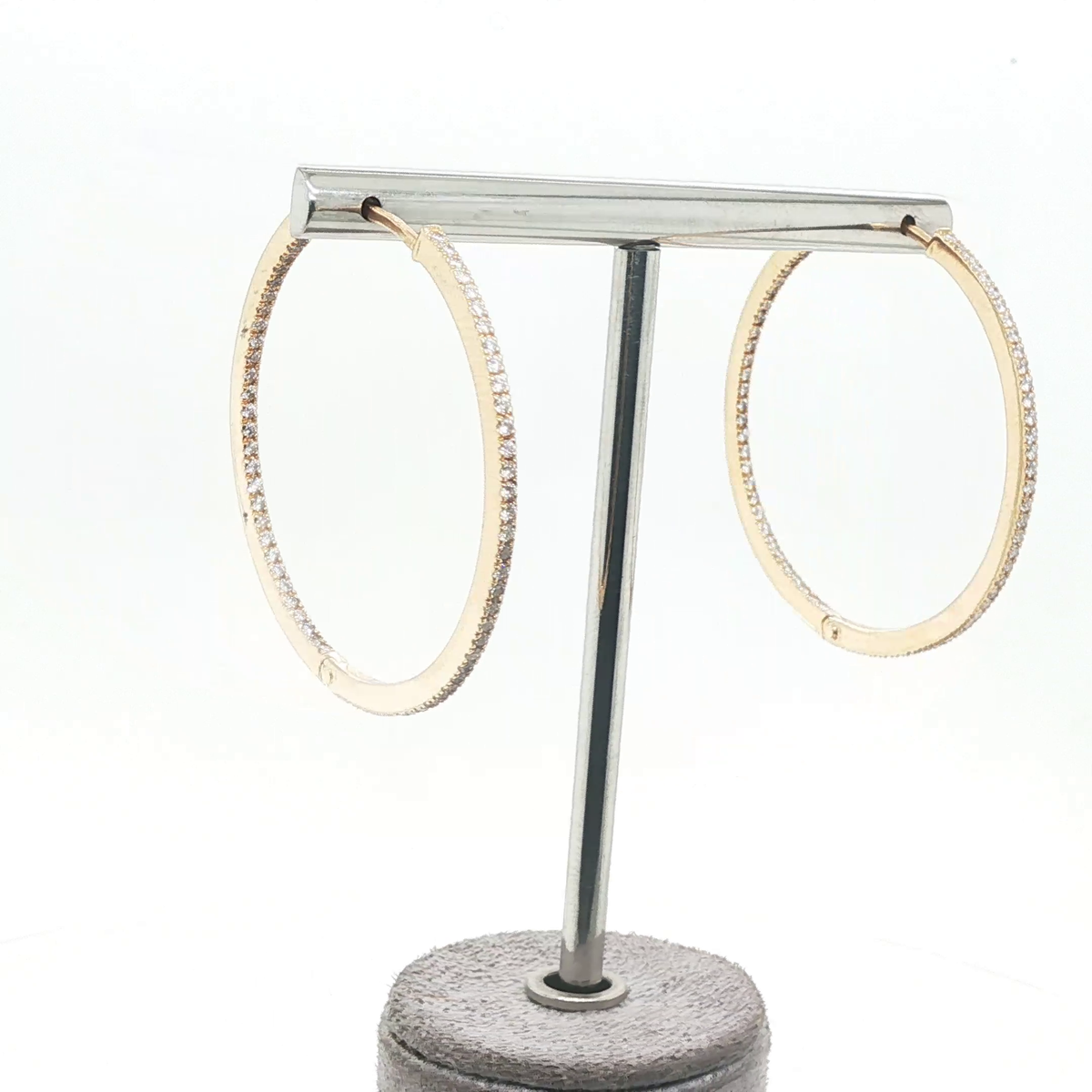 Elegant Rose Gold Channel-Set Round Brilliant Diamond Hoop Earrings