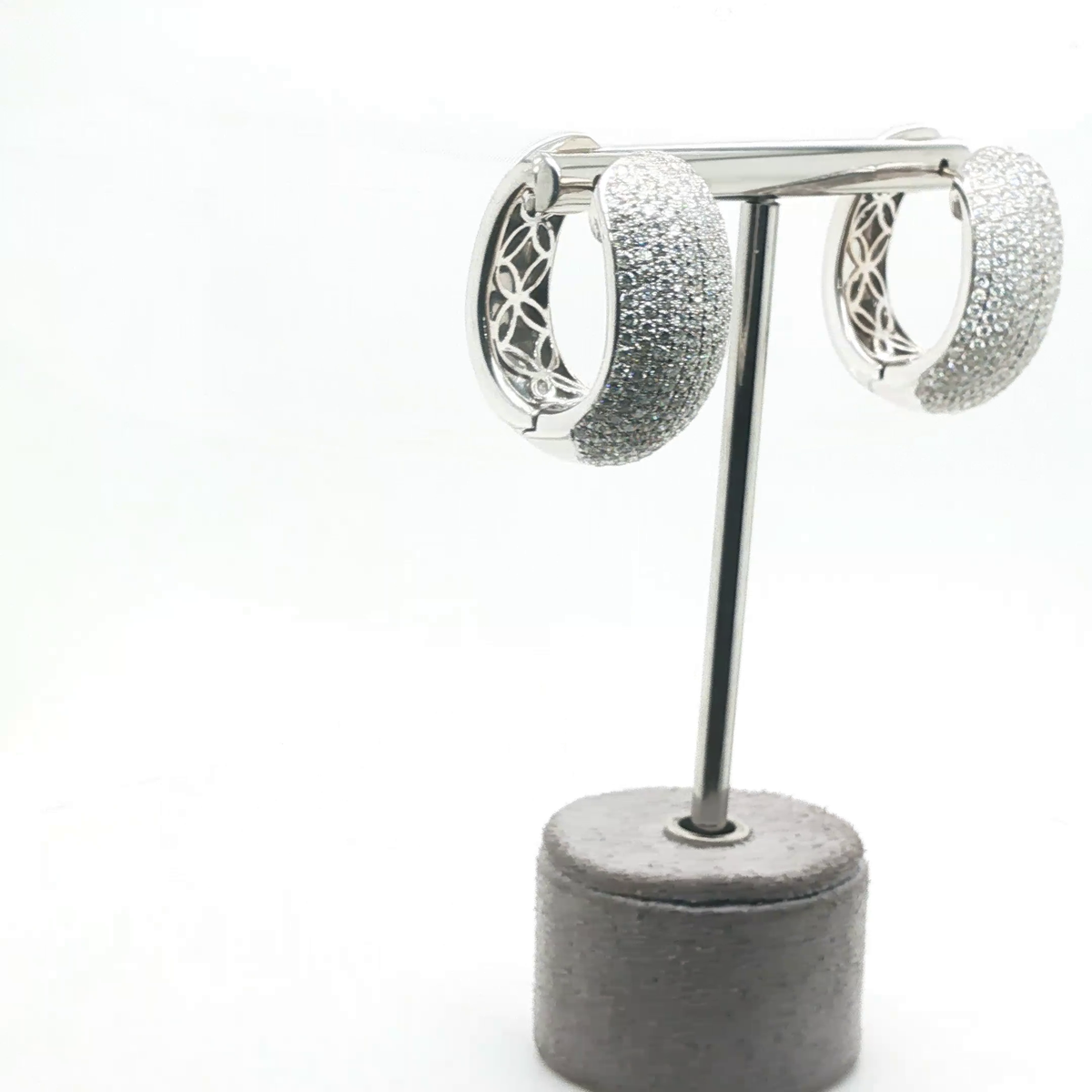 Round Brilliant Cut Diamond White Gold Hoop Earrings