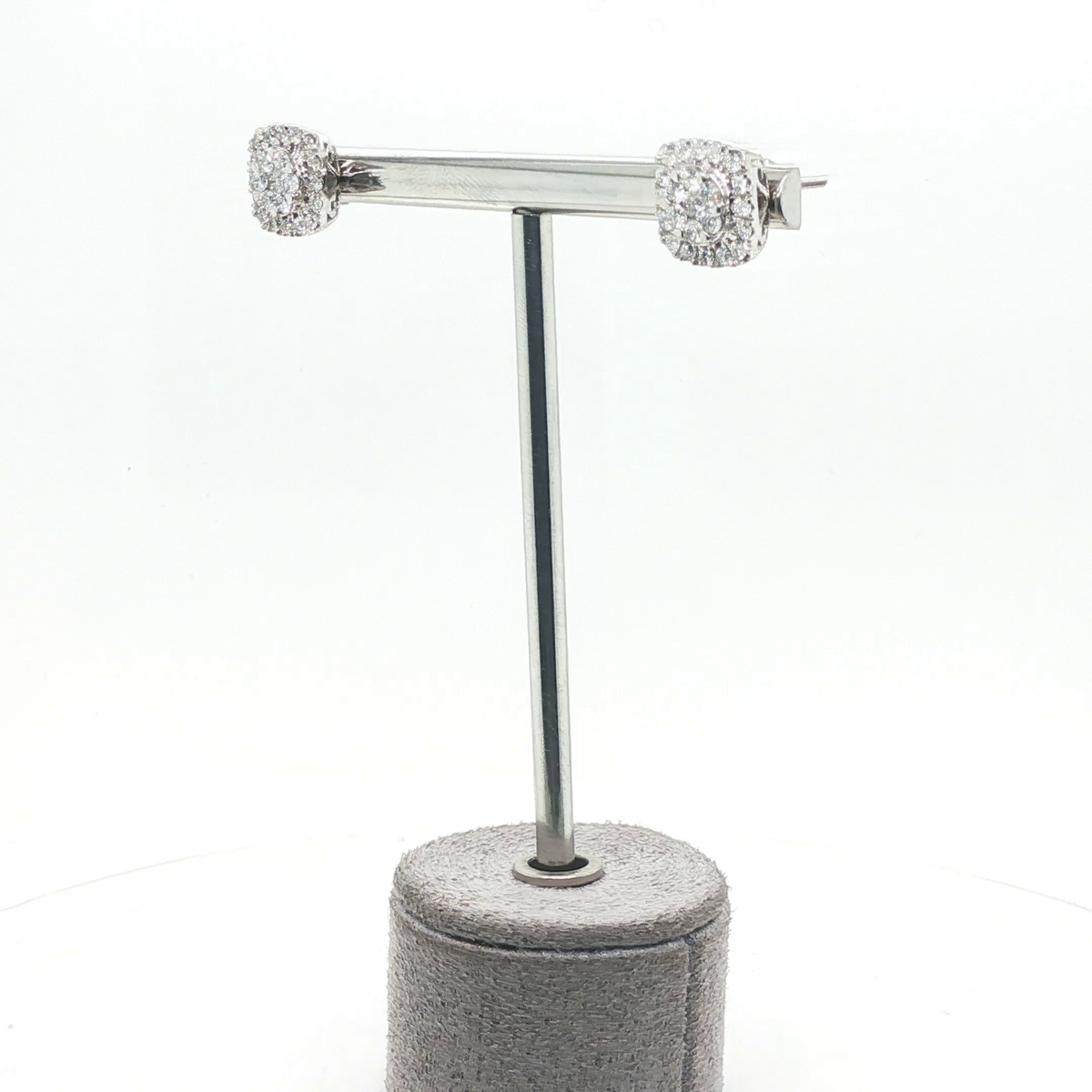 Classic Round Brilliant Cut Diamond Stud Earrings in White Gold