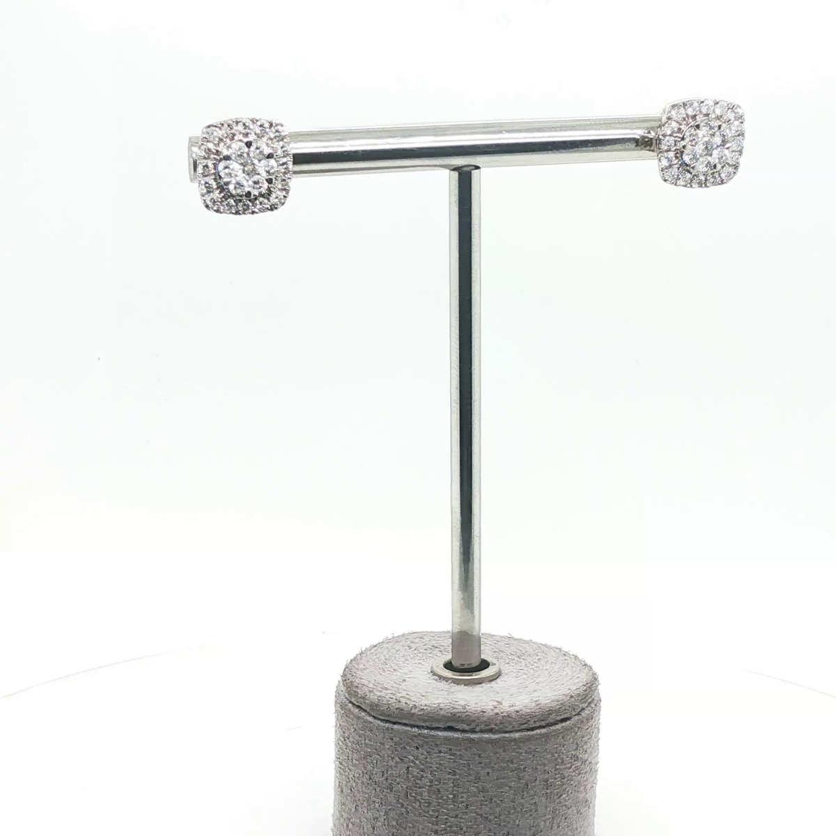Classic Round Brilliant Cut Diamond Stud Earrings in White Gold