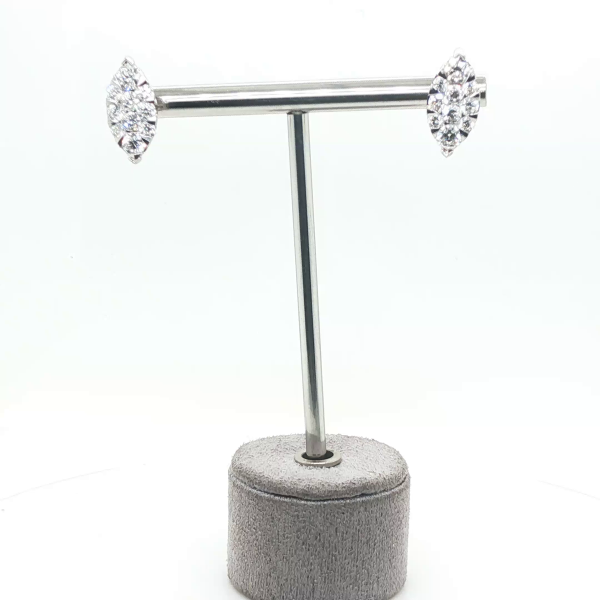 Elegant Marquise Cut Diamond White Gold Stud Earrings
