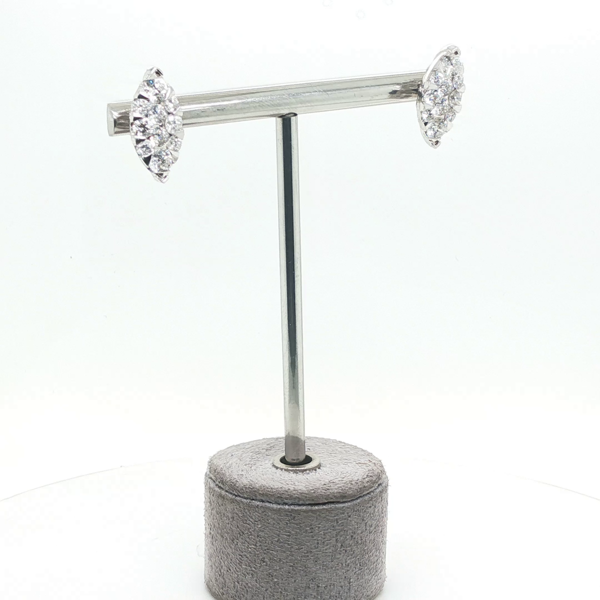 Elegant Marquise Cut Diamond White Gold Stud Earrings